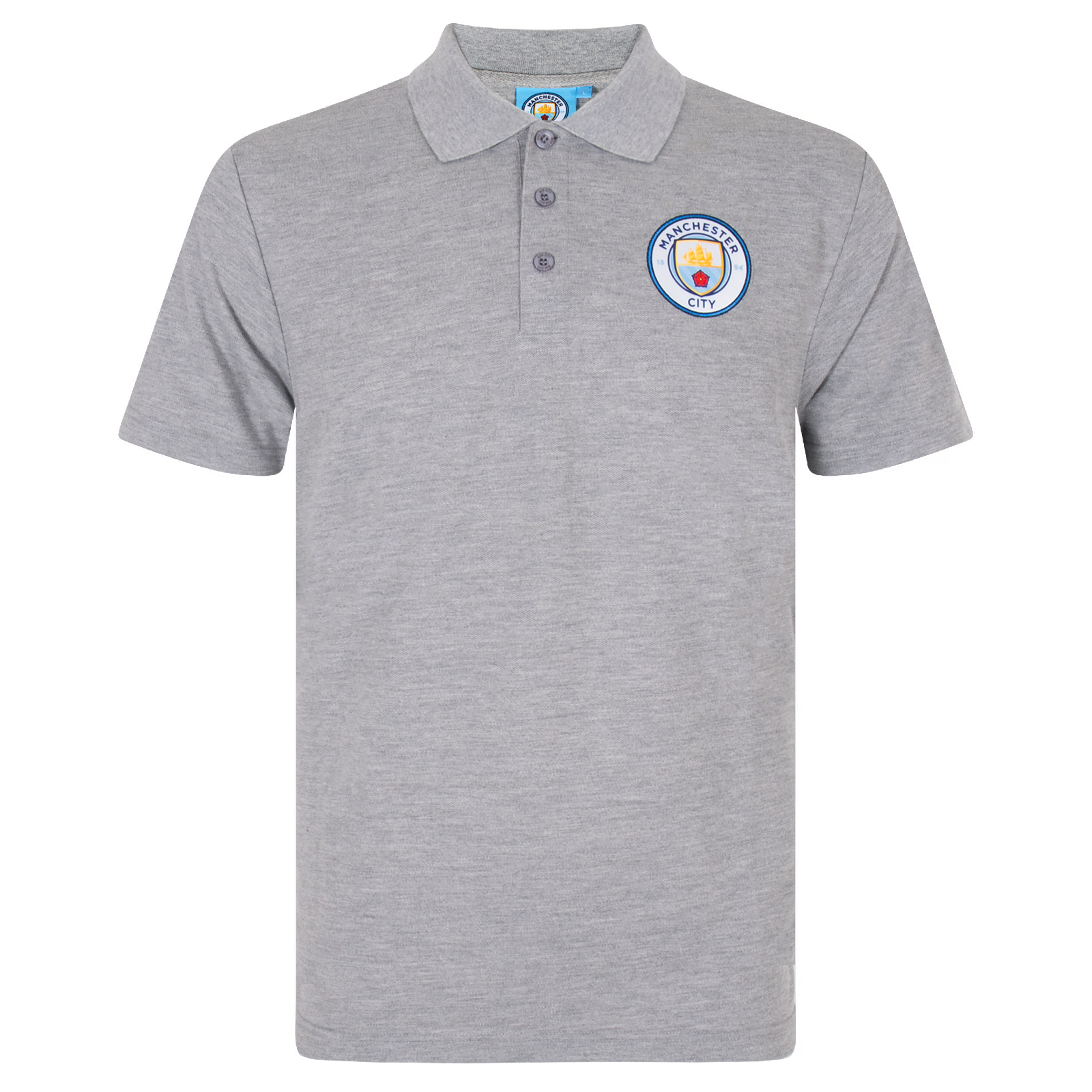 Man City adults polo shirt in grey with club crest to the chest.