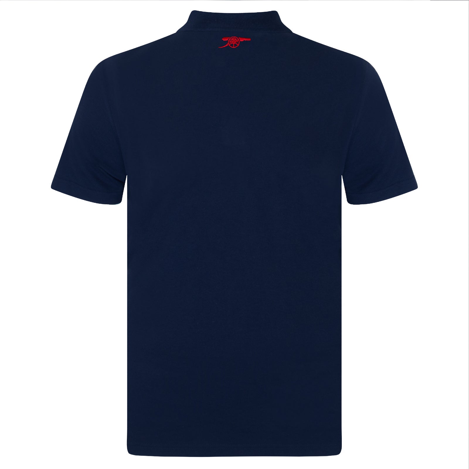 Arsenal polo shirt for adults in navy blue featuring the club crest and budapest 2026 graphic to the chest