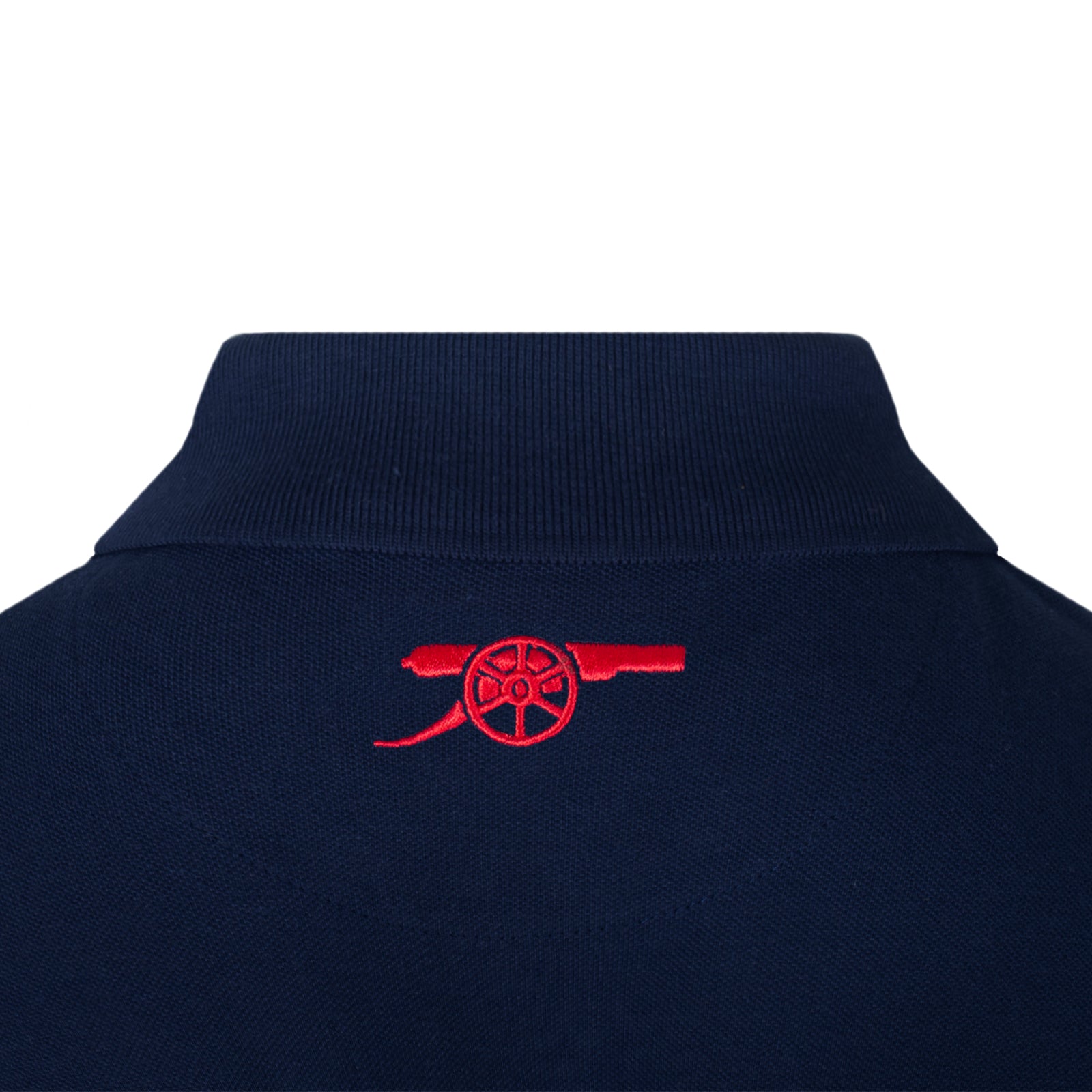 Arsenal polo shirt for adults in navy blue with club crest and canon to chest.