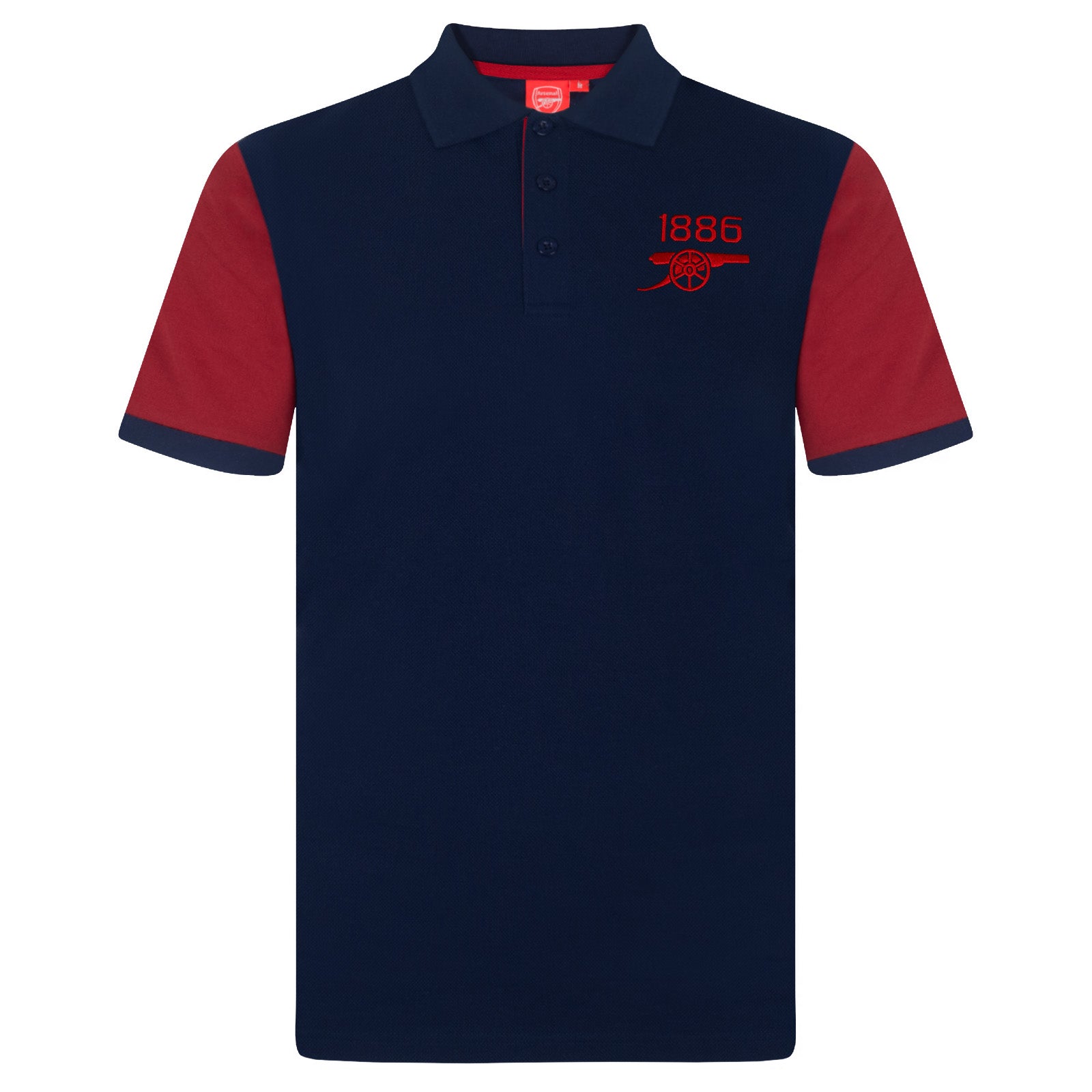 Arsenal polo shirt for adults in navy blue with club crest and canon to chest.