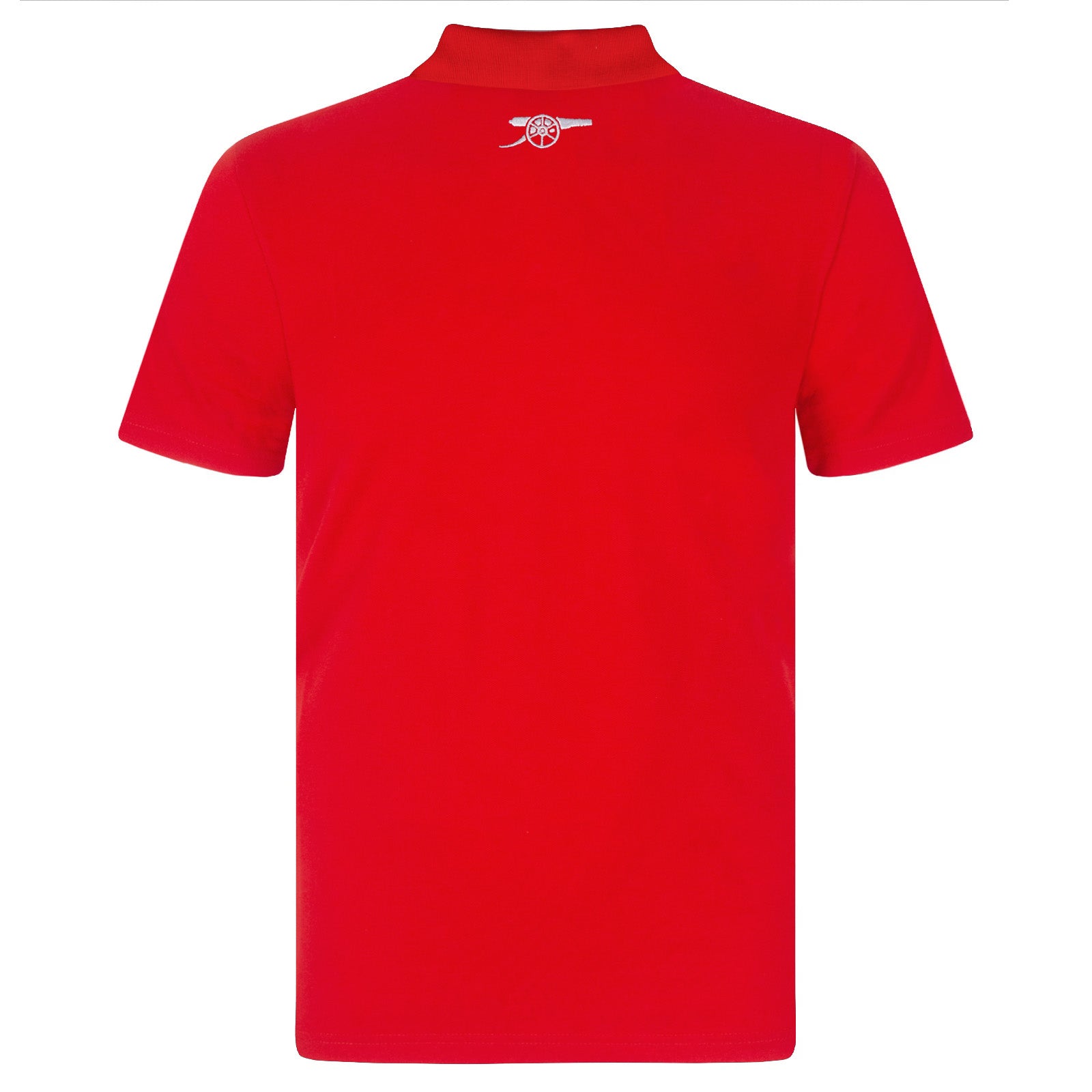 Arsenal polo shirt for adults in red featuring the club crest and budapest 2026 graphic to the chest