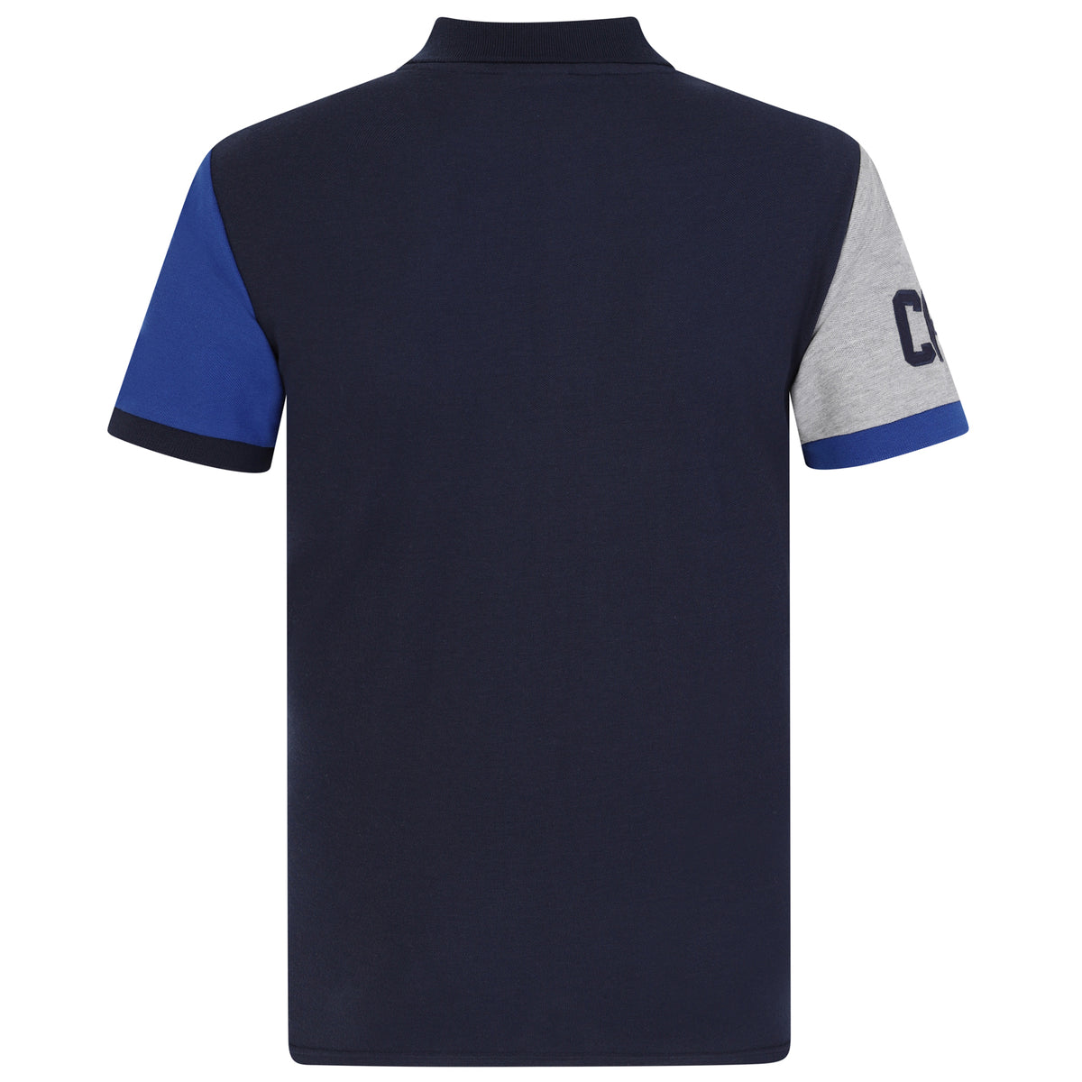 Chelsea adults polo shirt in navy with a crest and Chelsea FC text to chest