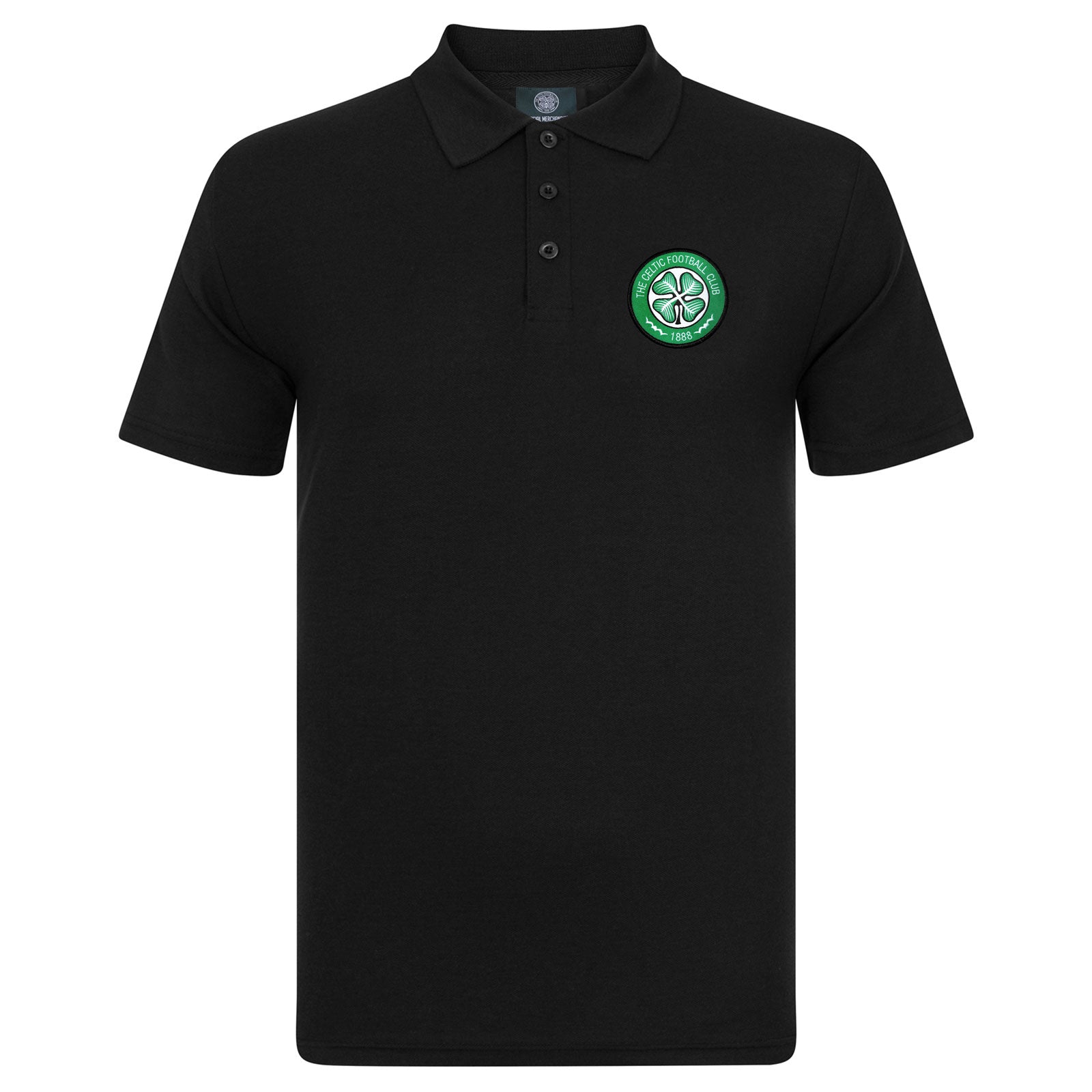 Celtic adults polo shirt in black with club crest to chest