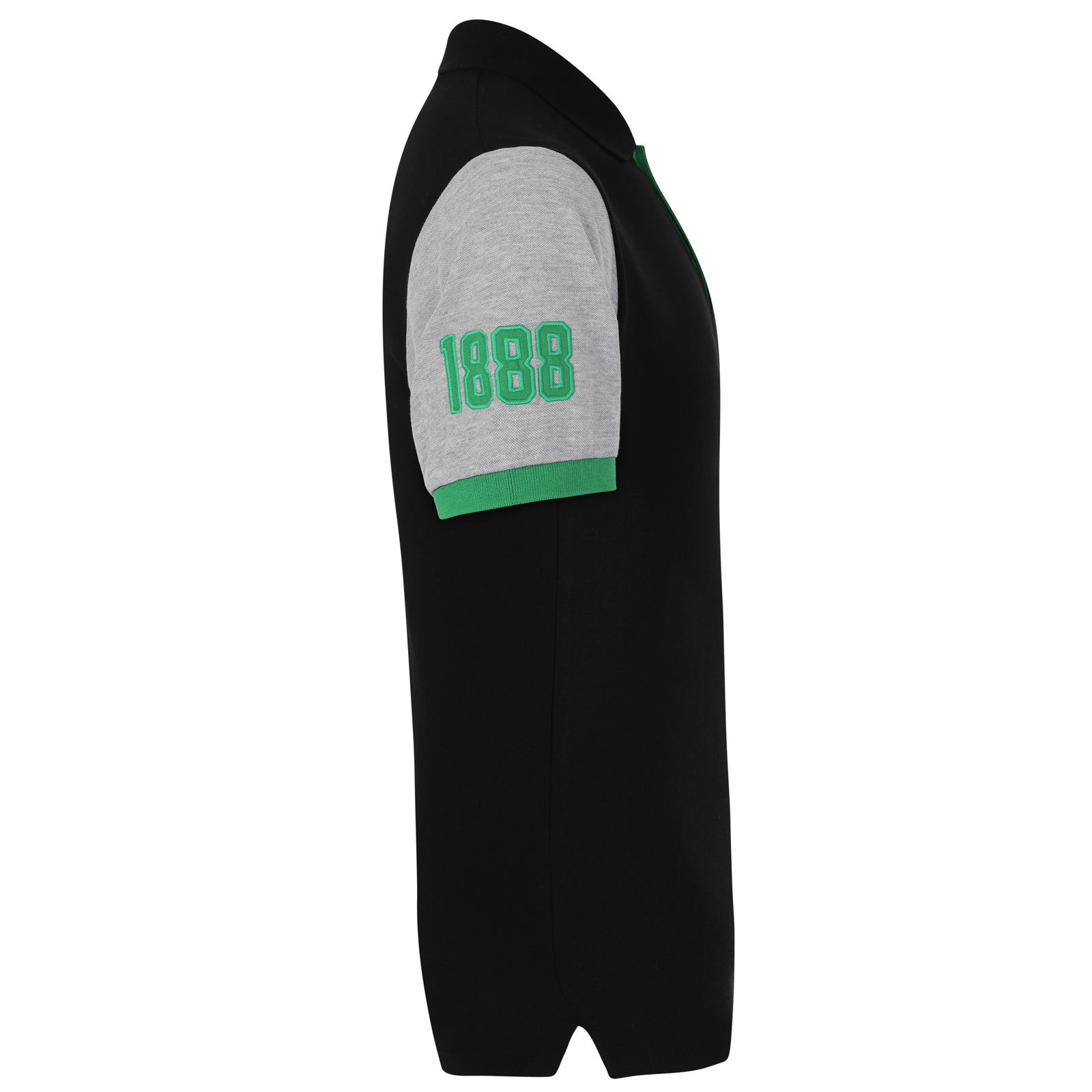 Celtic adults polo shirt in black with contrast sleeve and club crest to chest
