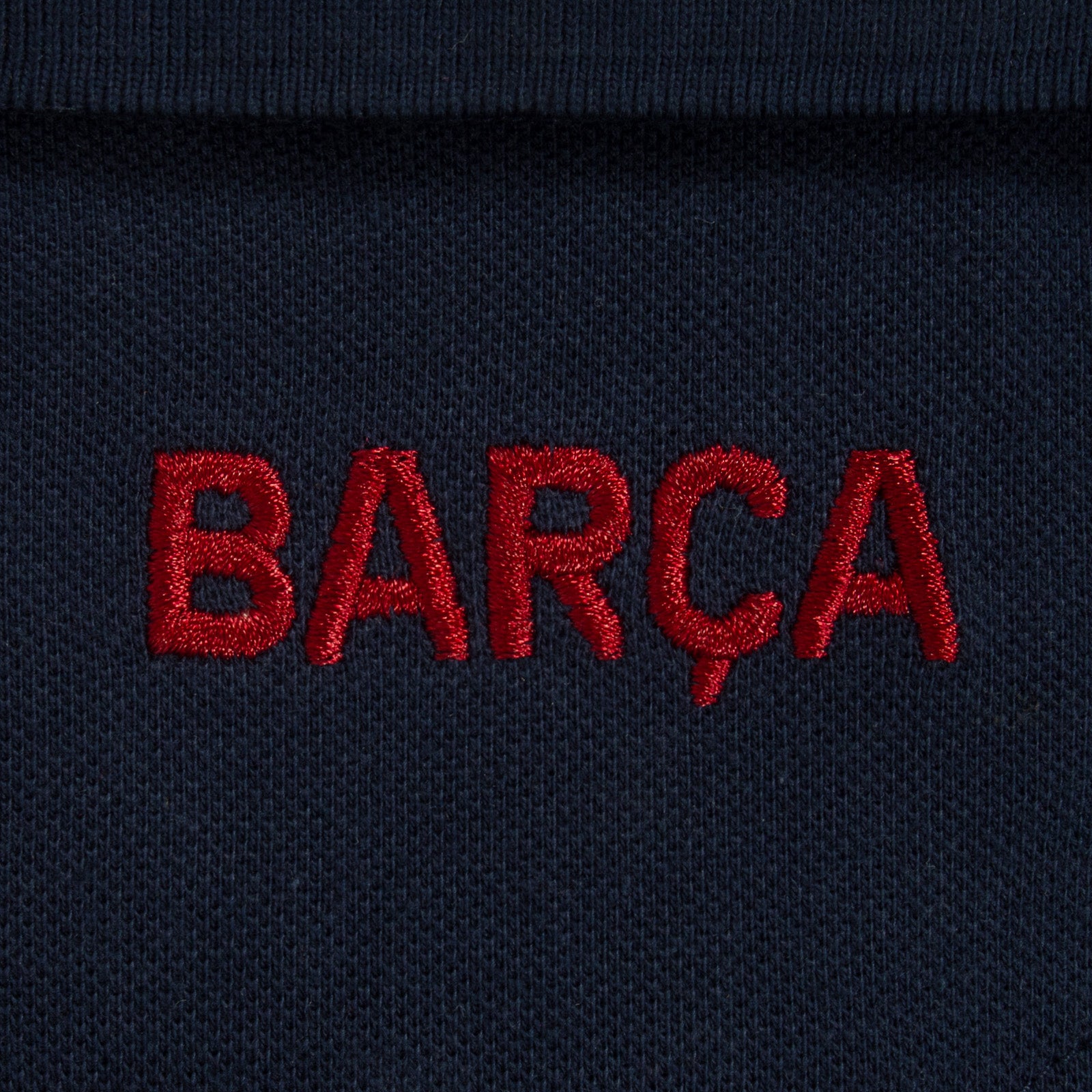 FC Barcelona adults polo shirt in navy blue with FCB logo and 3D Barca text to chest