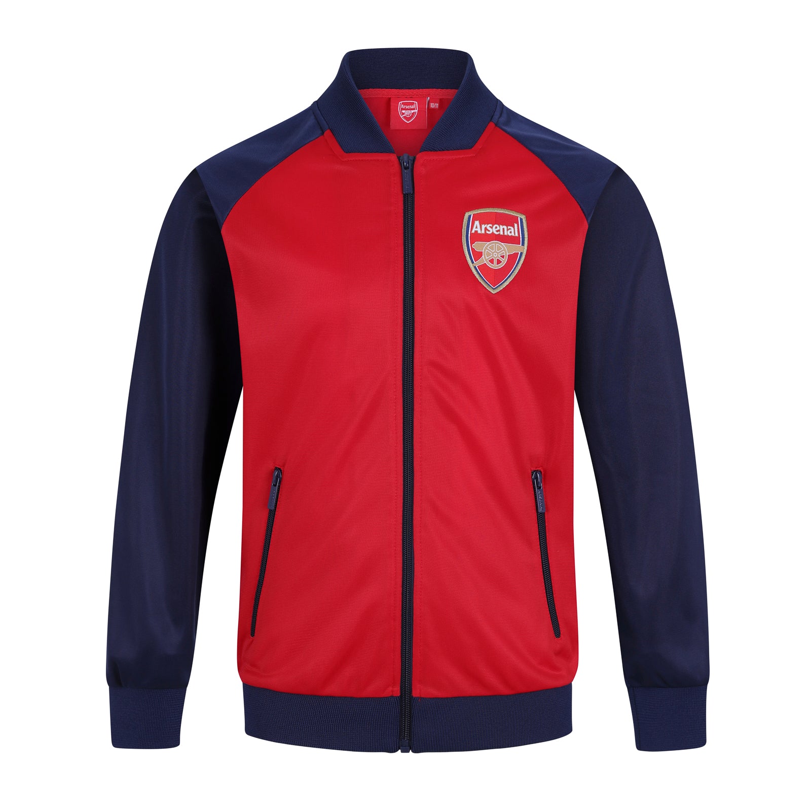 Arsenal kids retro track jacket in red and navy with club crest to chest.