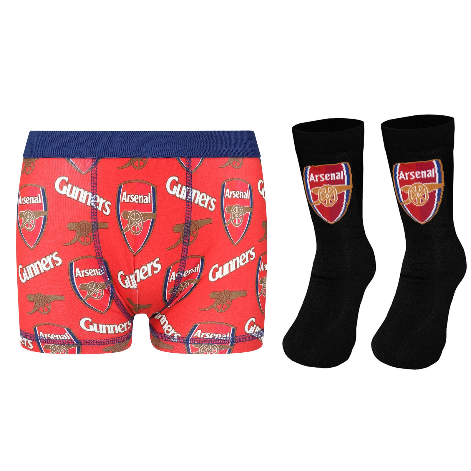 Arsenal red boxer shorts & black socks set for boys