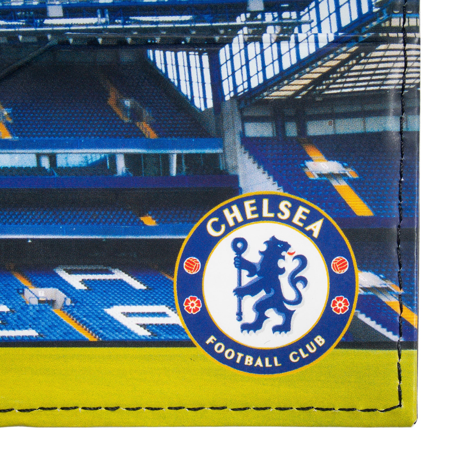 Chelsea faux leather wallet in black with embossed club crest
