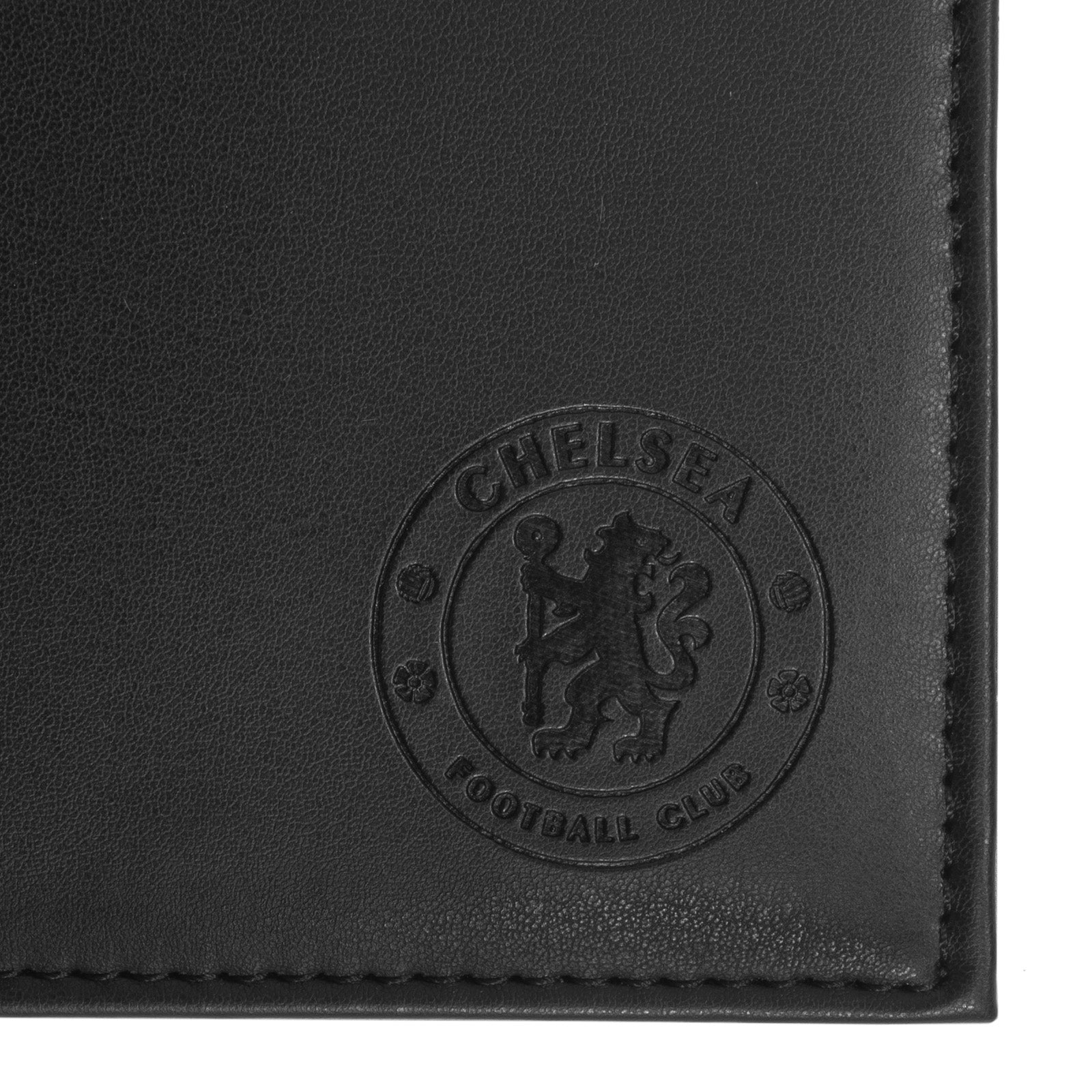 Chelsea faux leather wallet in black with embossed club crest