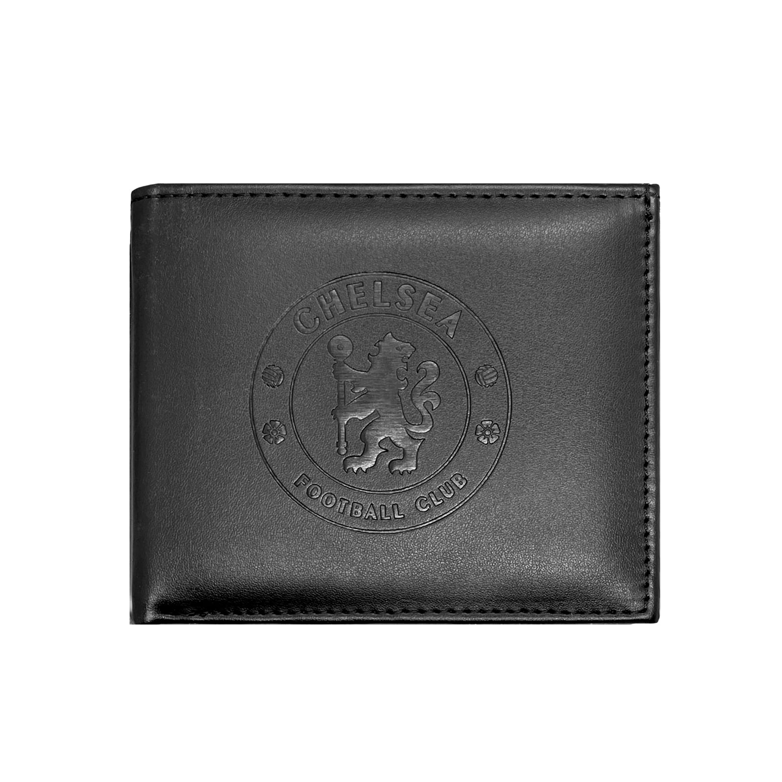Chelsea faux leather wallet in black with embossed club crest