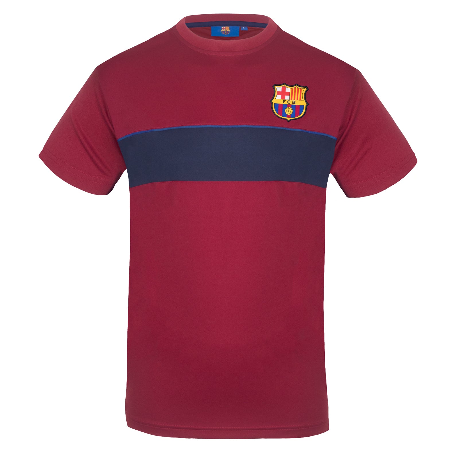 FC Barcelona adults T-shirt in red stripe with club crest to chest