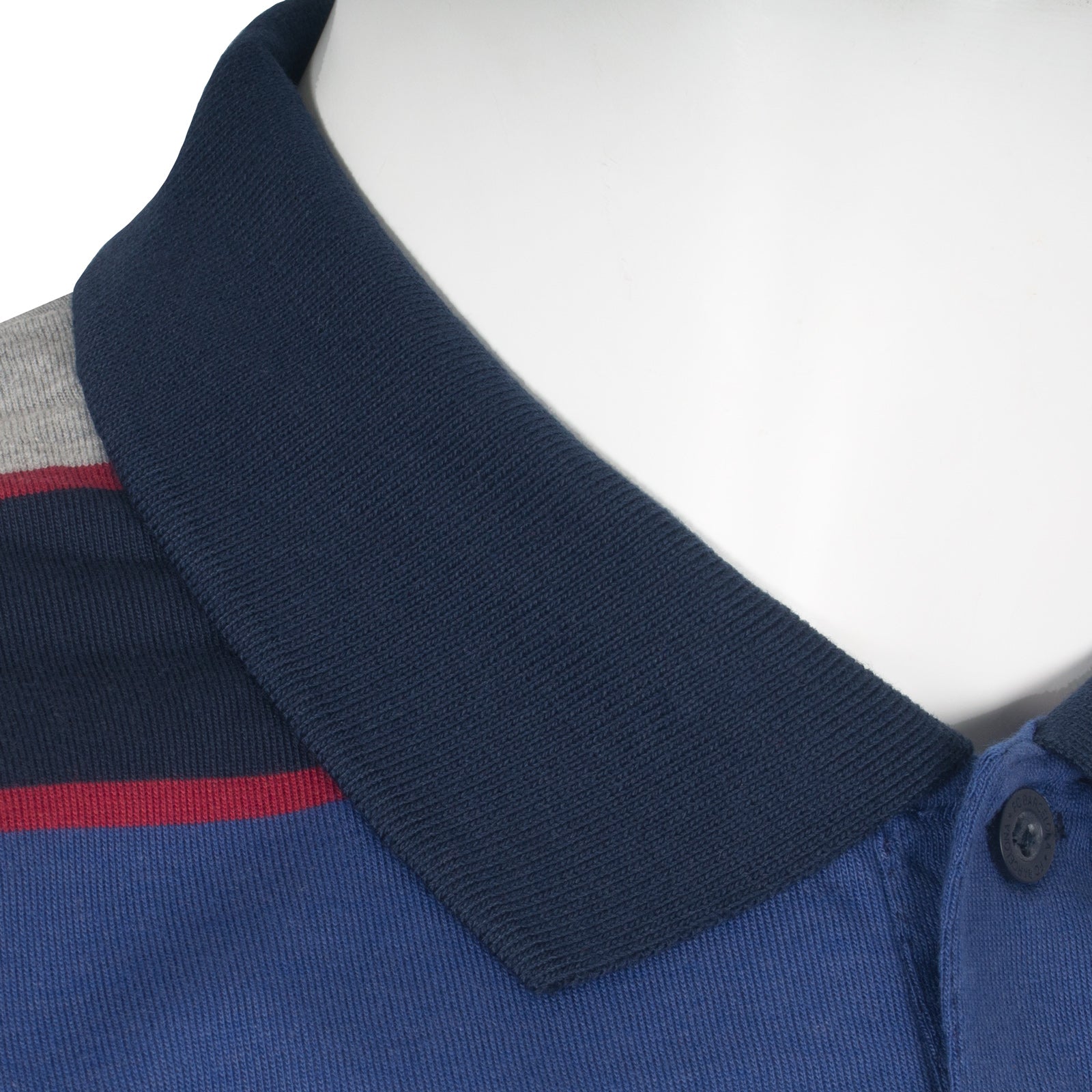 FC Barcelona adults striped polo shirt in blue & red with club crest to chest.