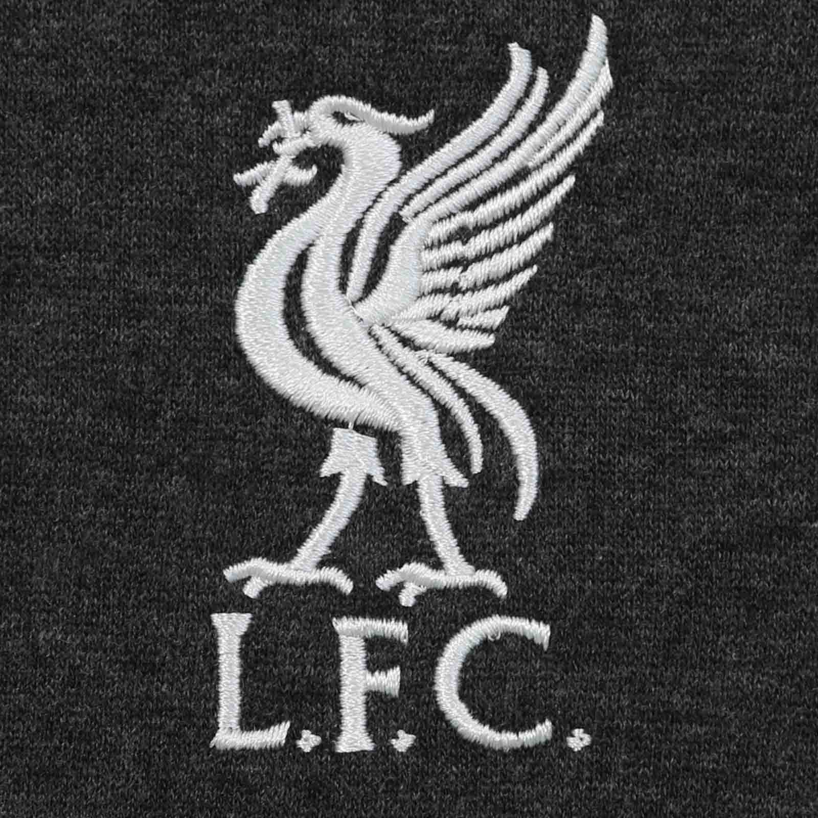 Liverpool adults retro varsity jacket, fleece in charcoal grey with club crest to chest.