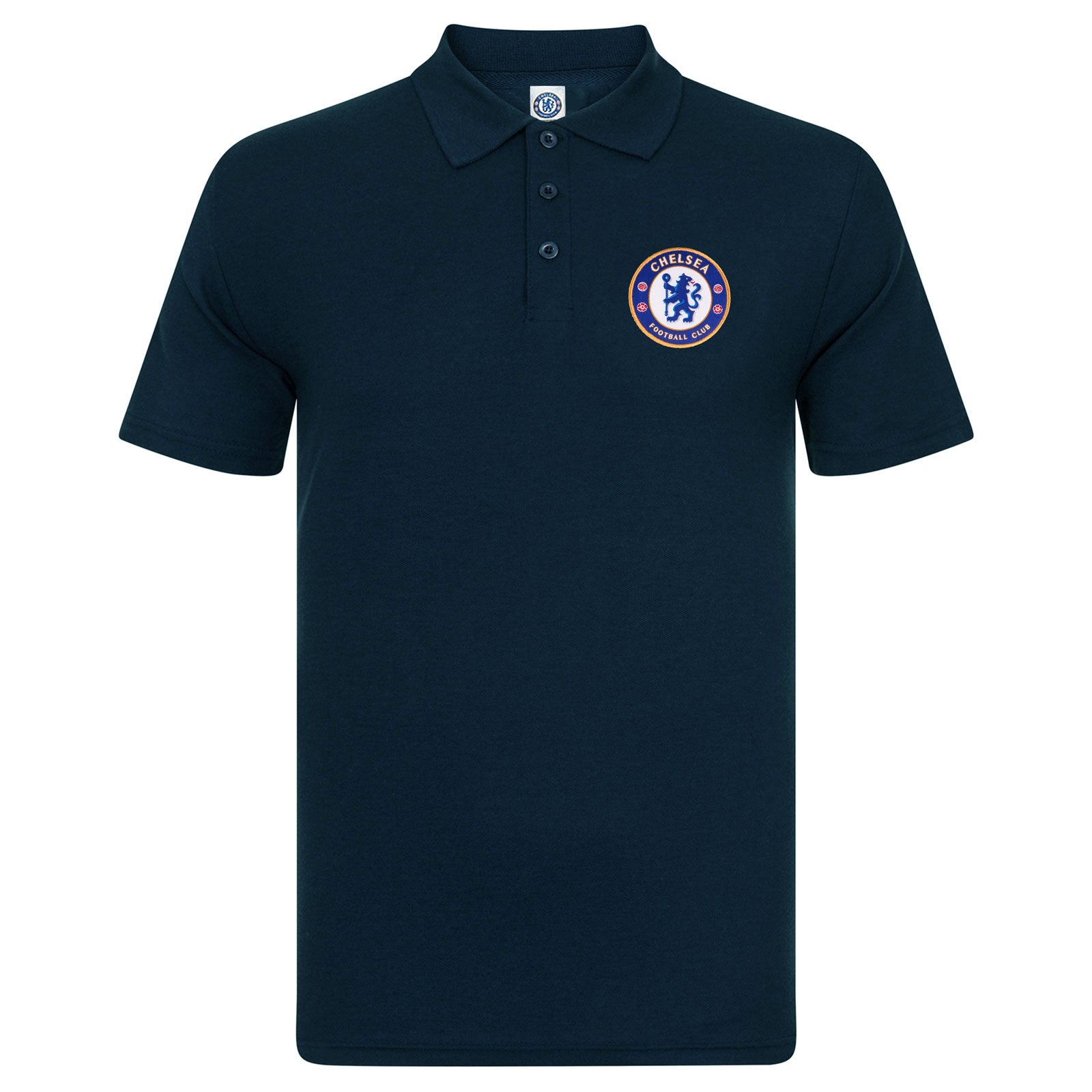 Chelsea polo shirt for kids in navy blue with club crest to chest.