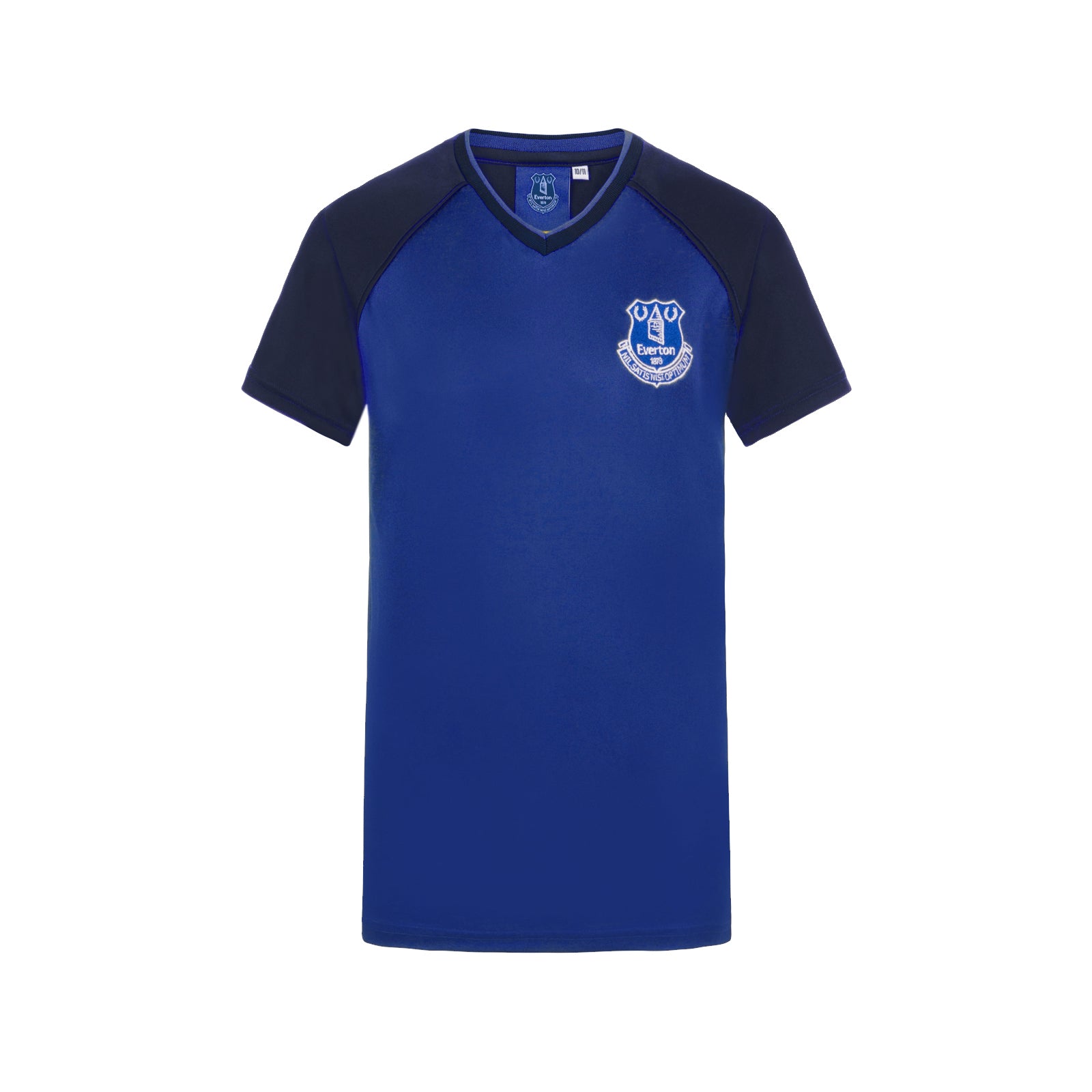 Everton adults V neck T-shirt in royal blue with club crest to chest