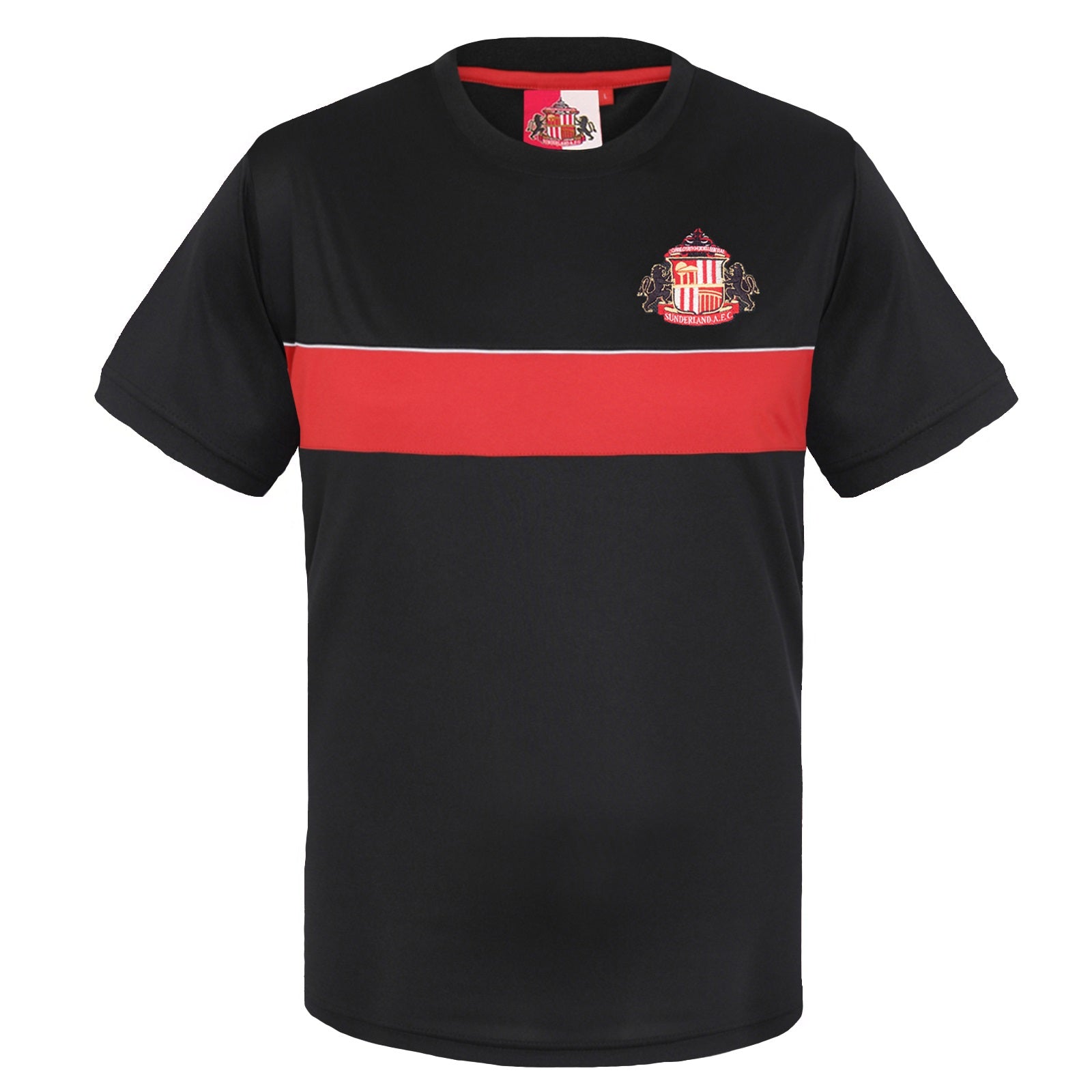 Sunderland AFC kids T-shirt in black with club crest & large text print to front.