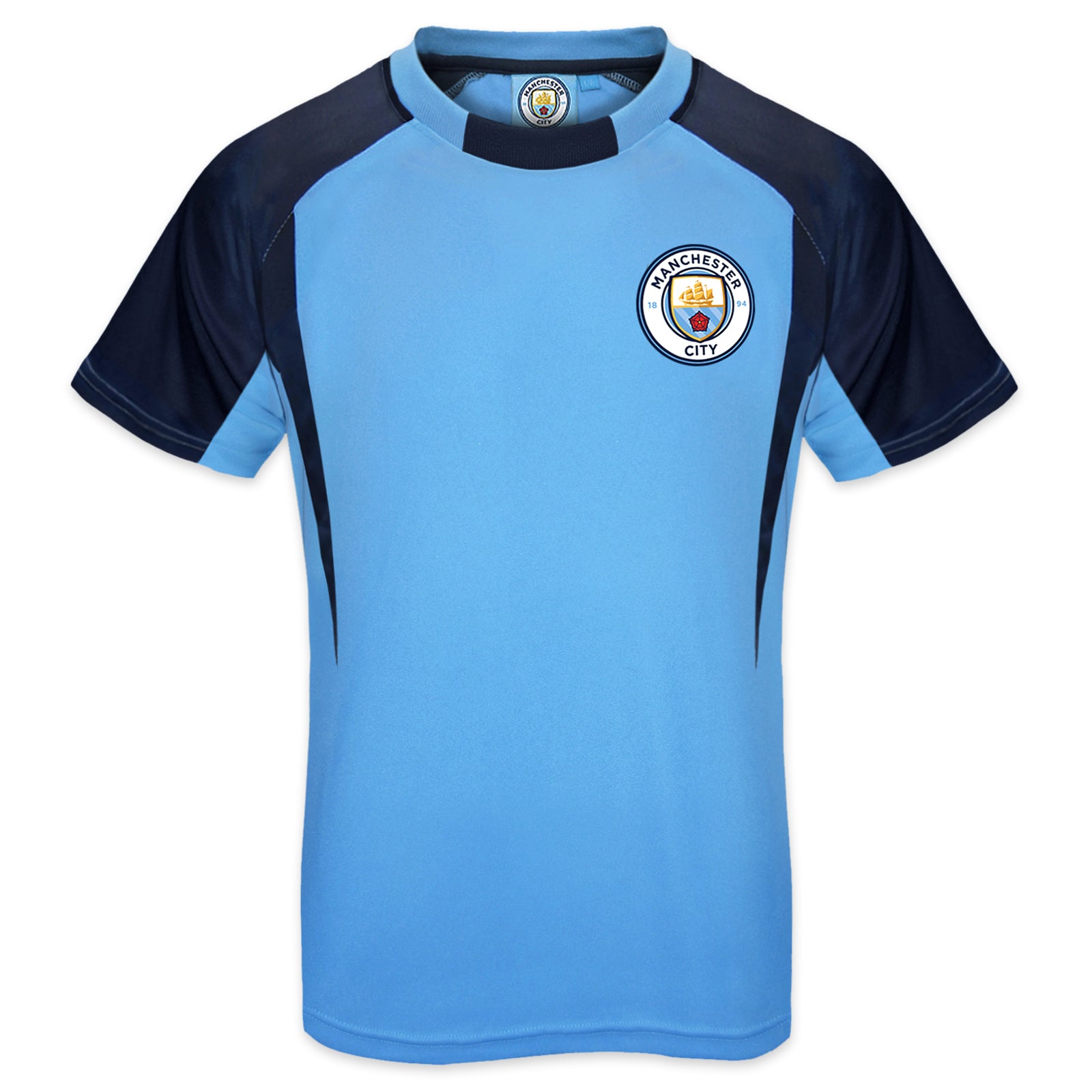 Man City kids T-shirt in sky blue with club crest to chest