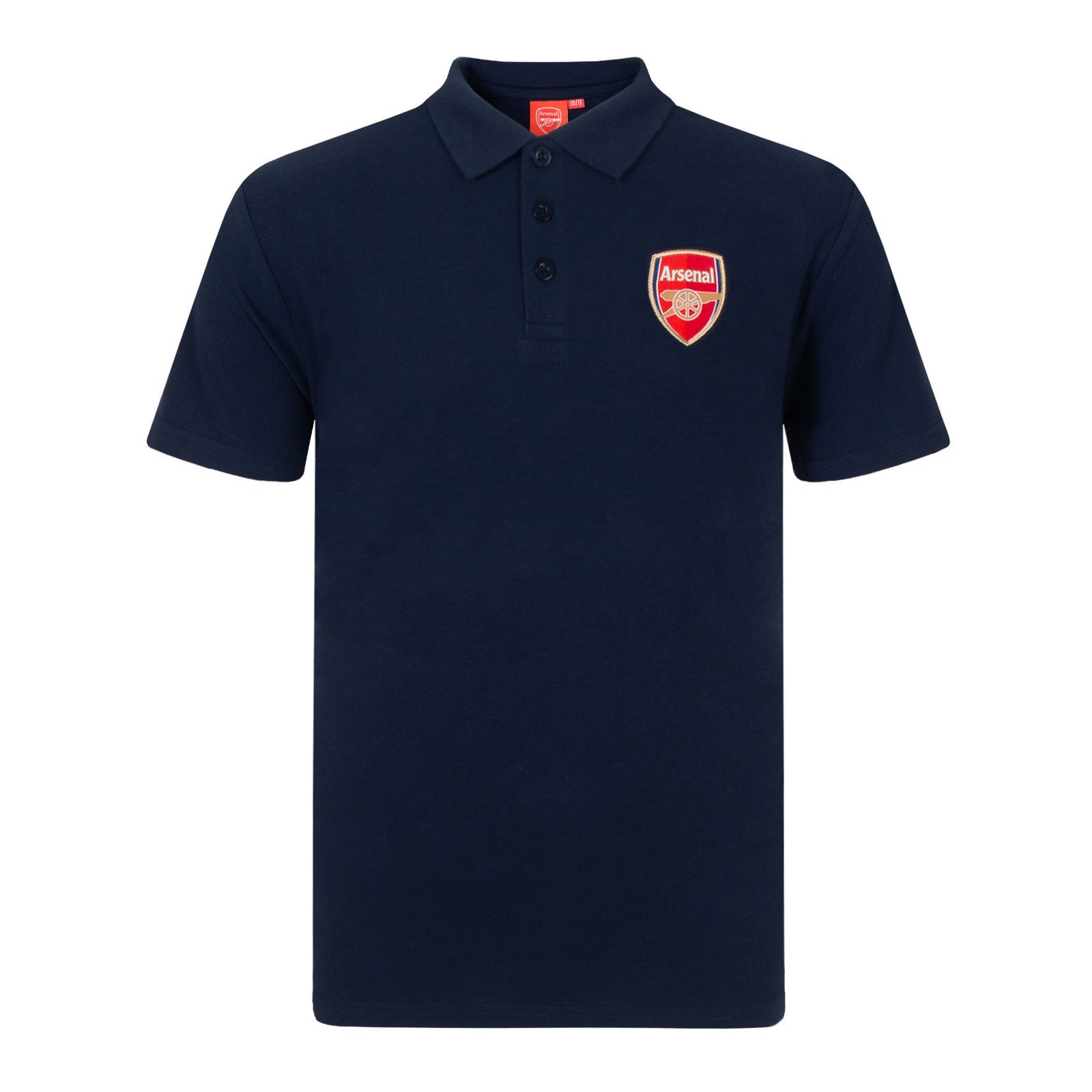 Arsenal polo shirt for kids in navy blue with club crest and canon to chest.
