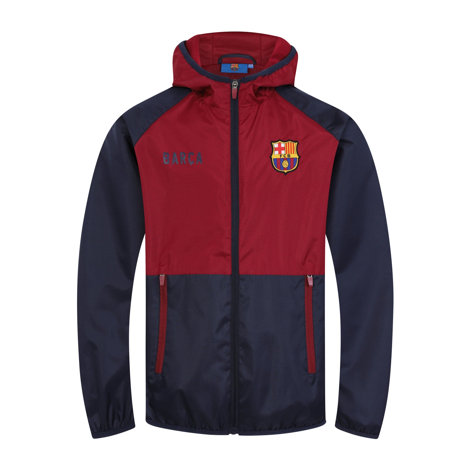 FC Barcelona kids shower jacket in navy & red with a FCB club crest to chest.