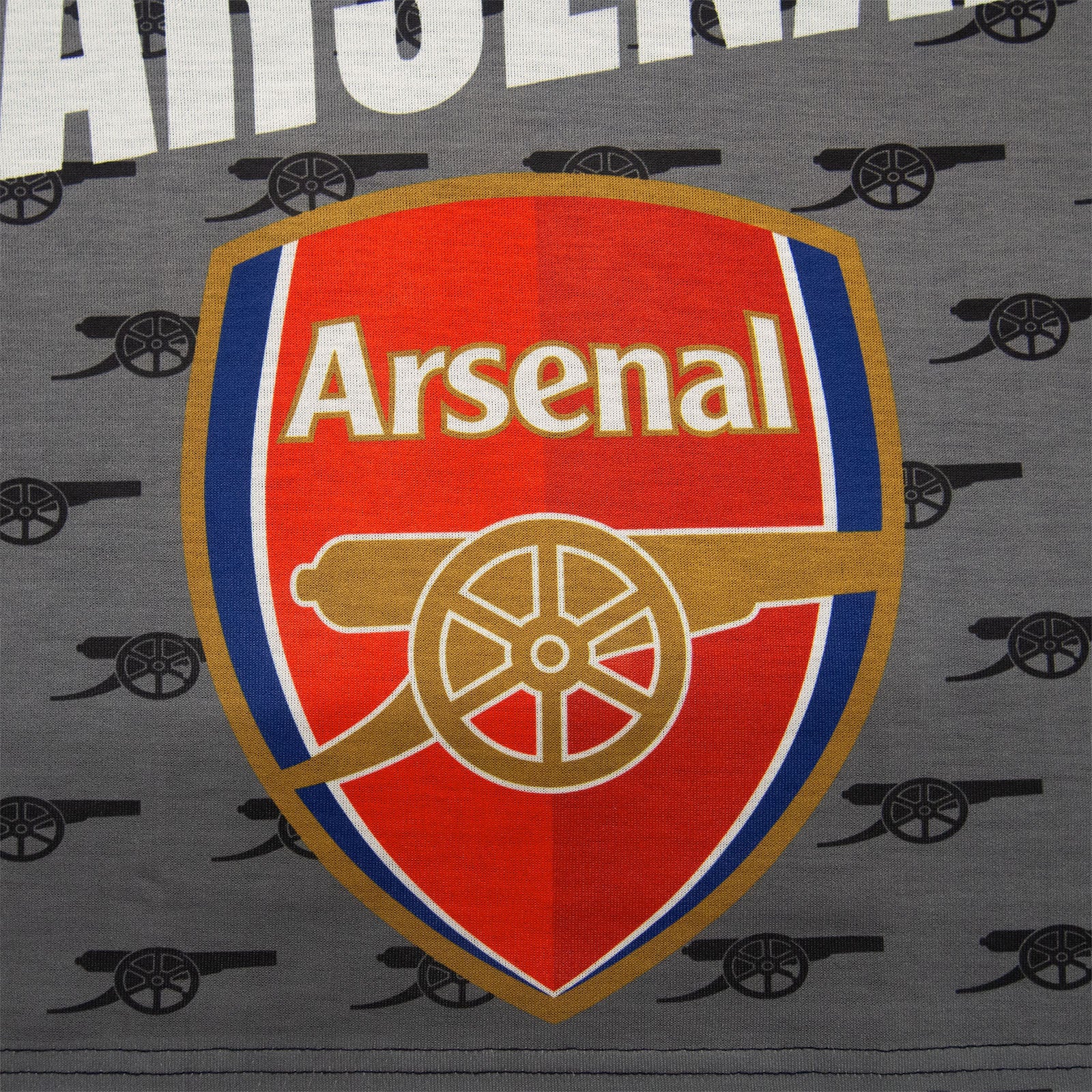 Arsenal kids pyjamas. Short sleeve top in red with branded graphic and pyjama shorts in blue with AFC logo to the left leg