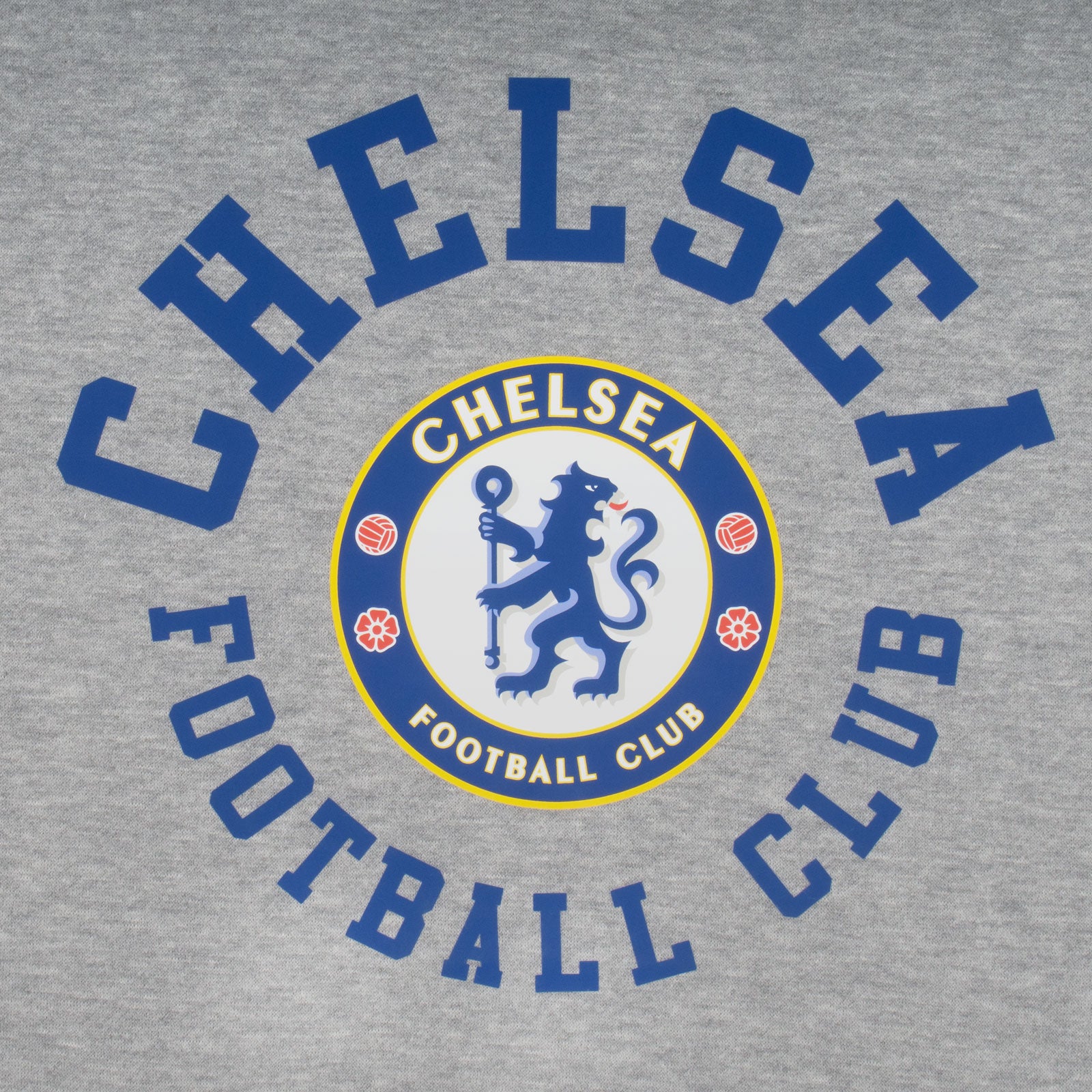 Chelsea kids hoodie in grey with the club crest & text print to front.