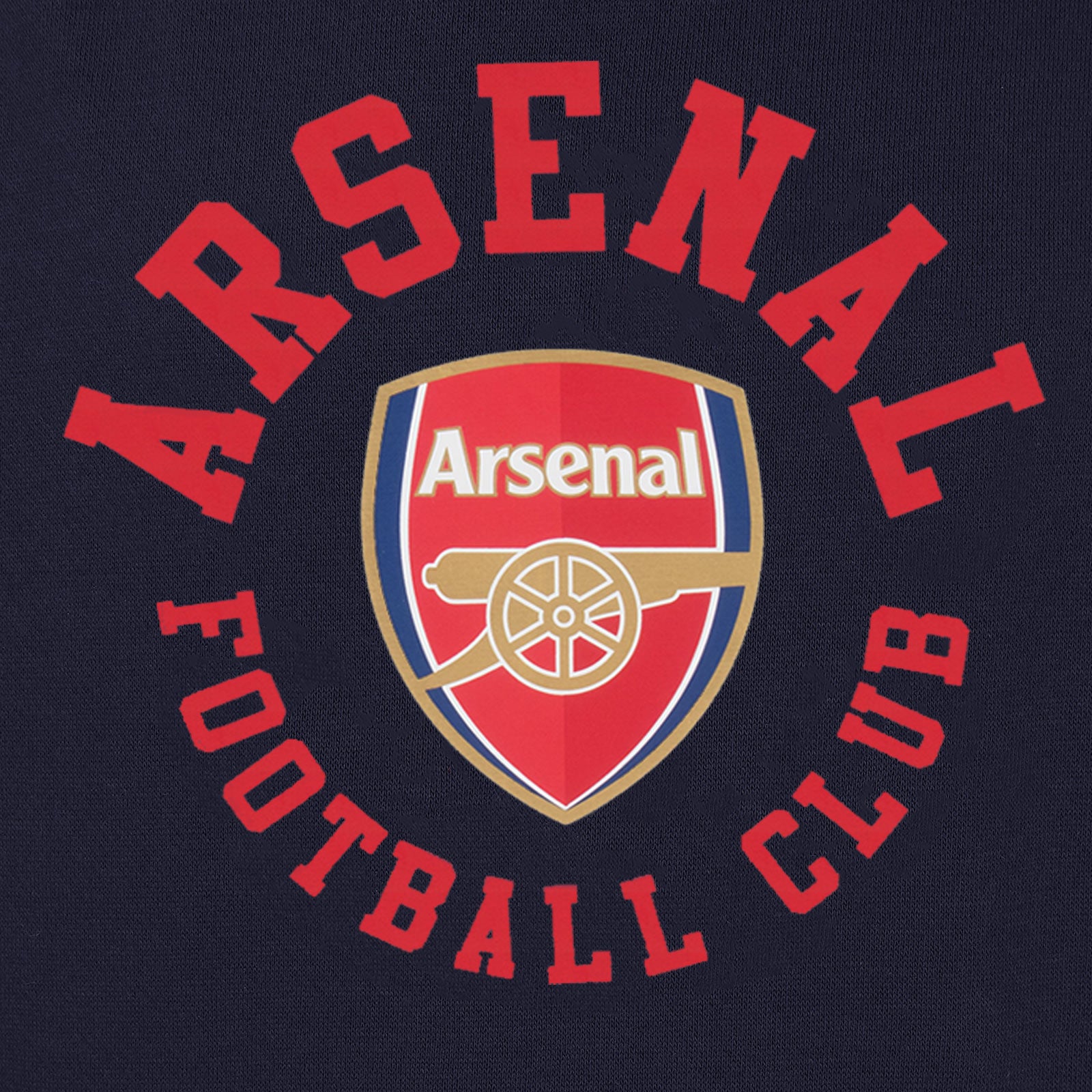 Arsenal adults graphic hoodie in navy blue with Gunners crest to the centre of the front.