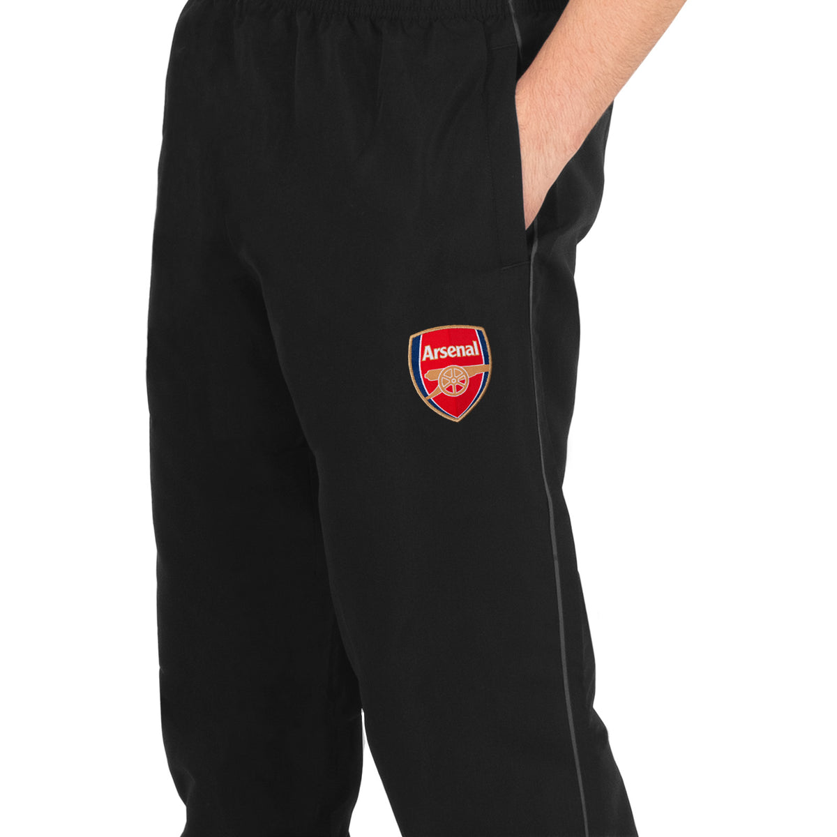 Arsenal adults tracksuit in black & grey with club crest to chest and left thigh