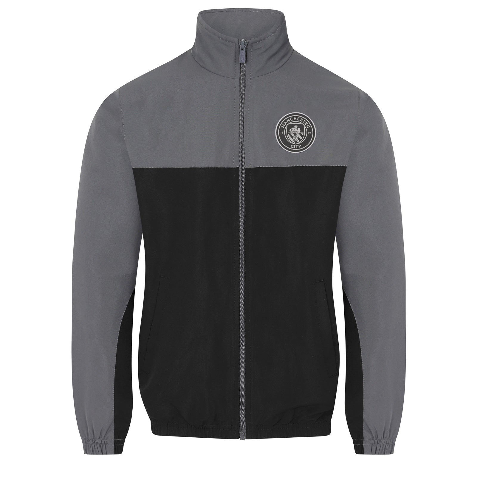 Man City adults tracksuit in grey with club crest to chest and left thigh