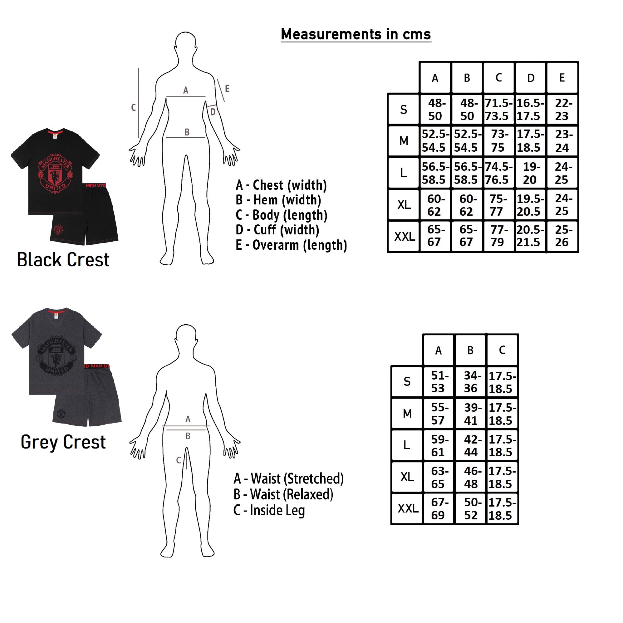 Manchester United short pyjamas for adults in black