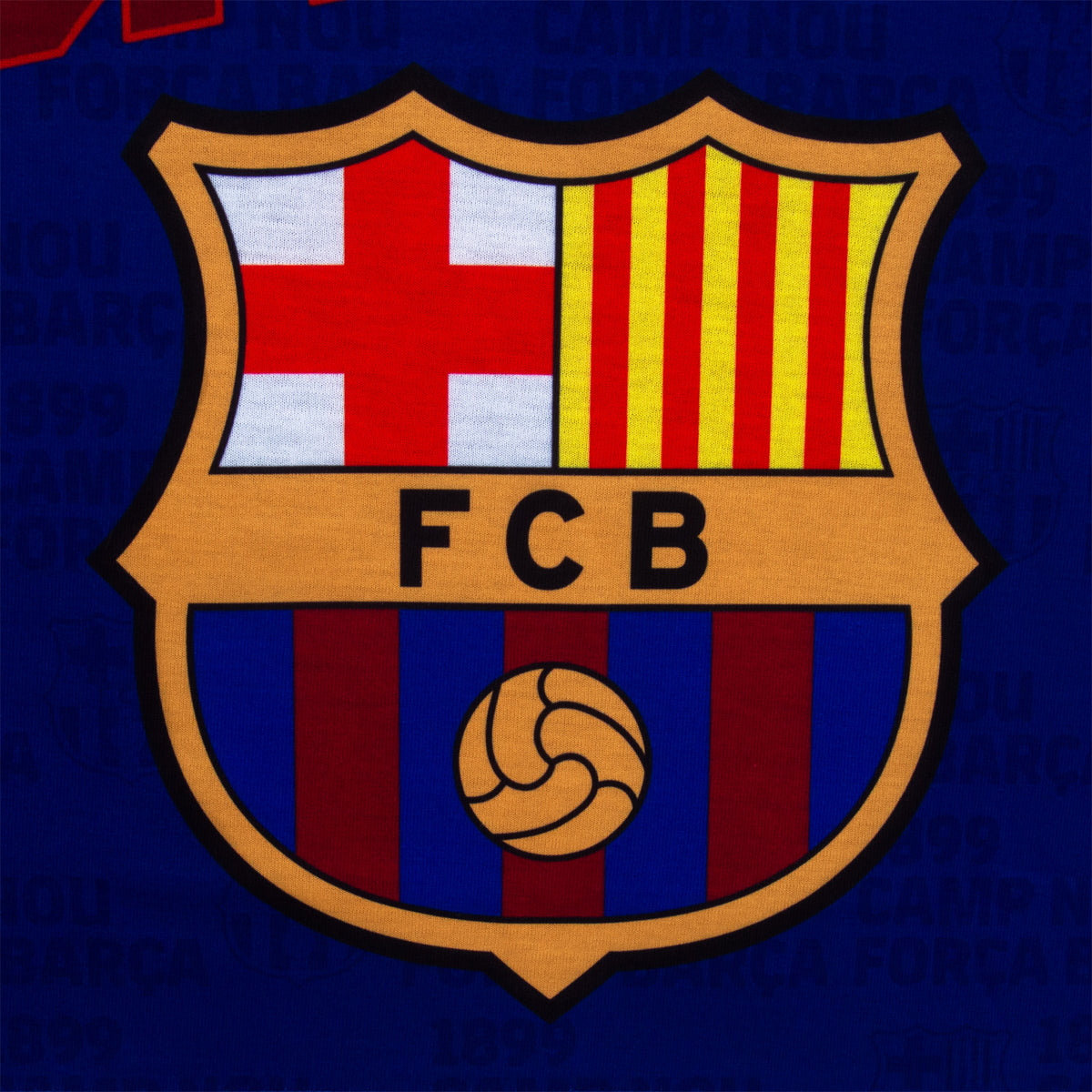 FC Barcelona kids short pyjamas in reflex blue. Short sleeve top with graphic club crest and shorts with crest to the leg