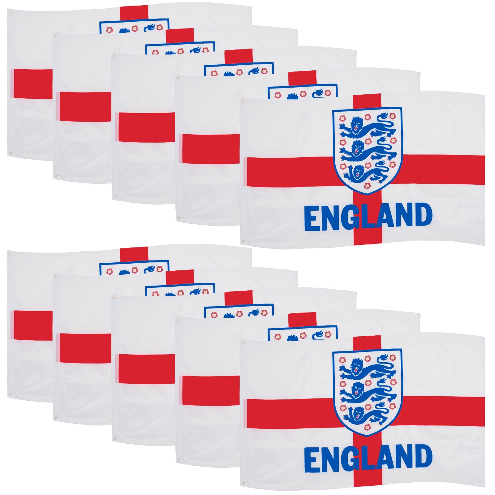 England football 5ft x 3ft flag with large England crest & text print.