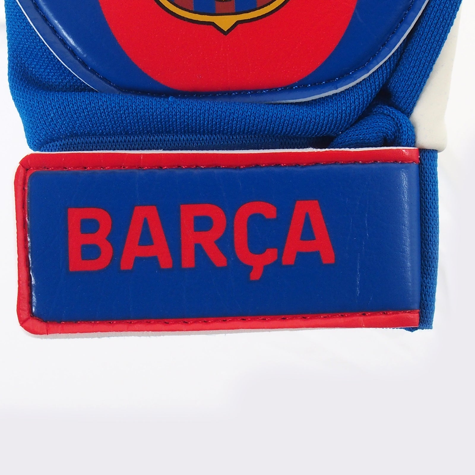 FC Barcalona blue goalkeeper gloves with FCB crest & text print to each glove