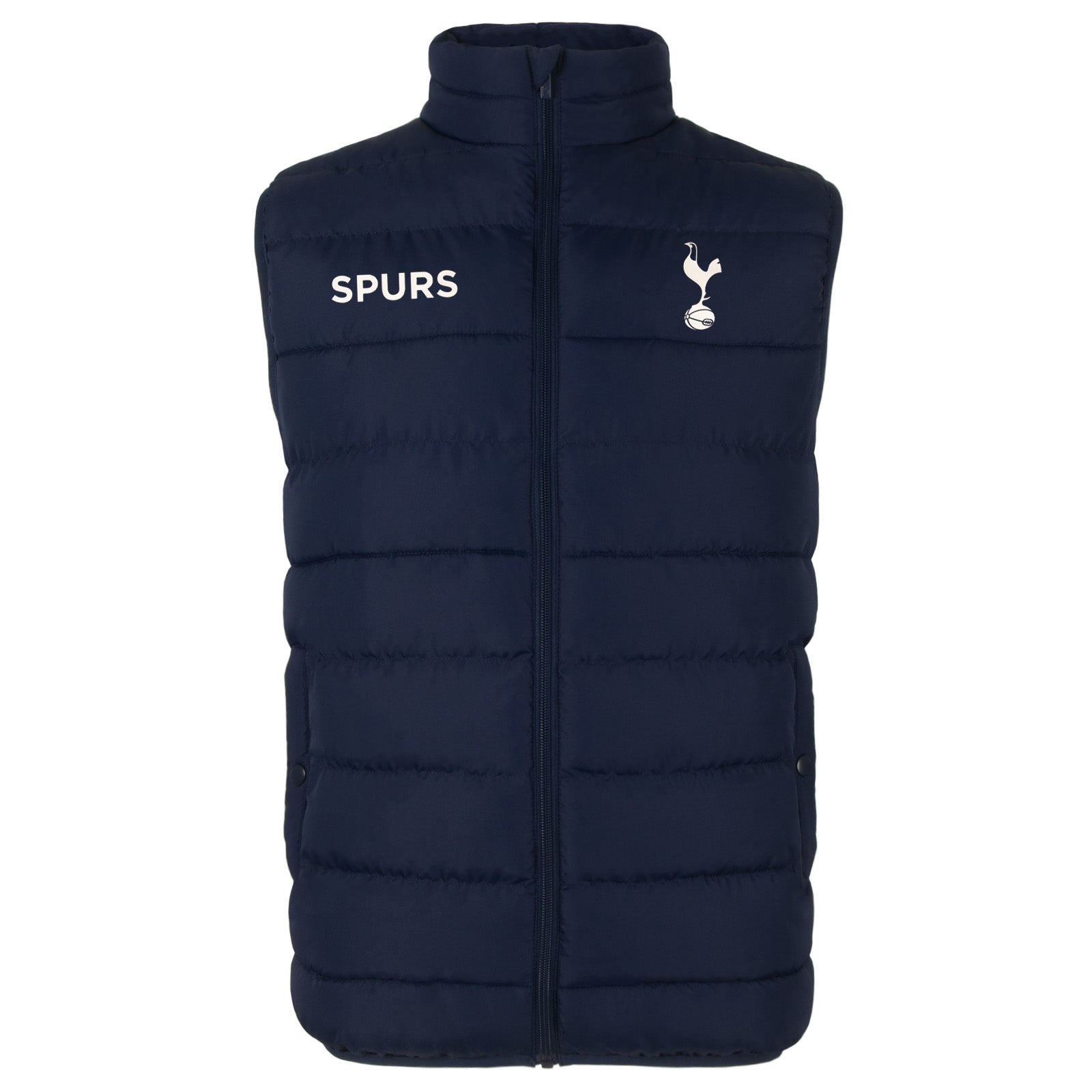 Spurs adults gilet in black with club crest to chest.