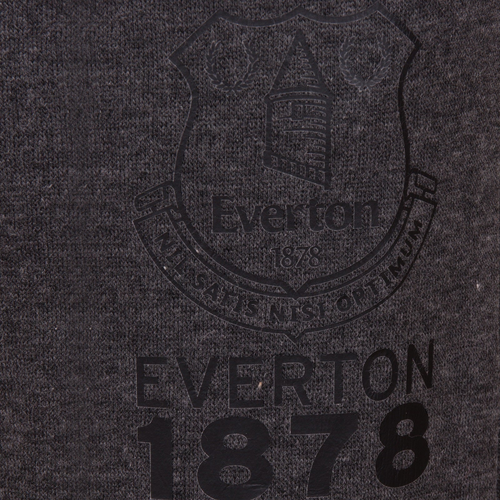 Everton kids slim fit track pants in charcoal grey with Everton 1878 text and club crest on left leg.