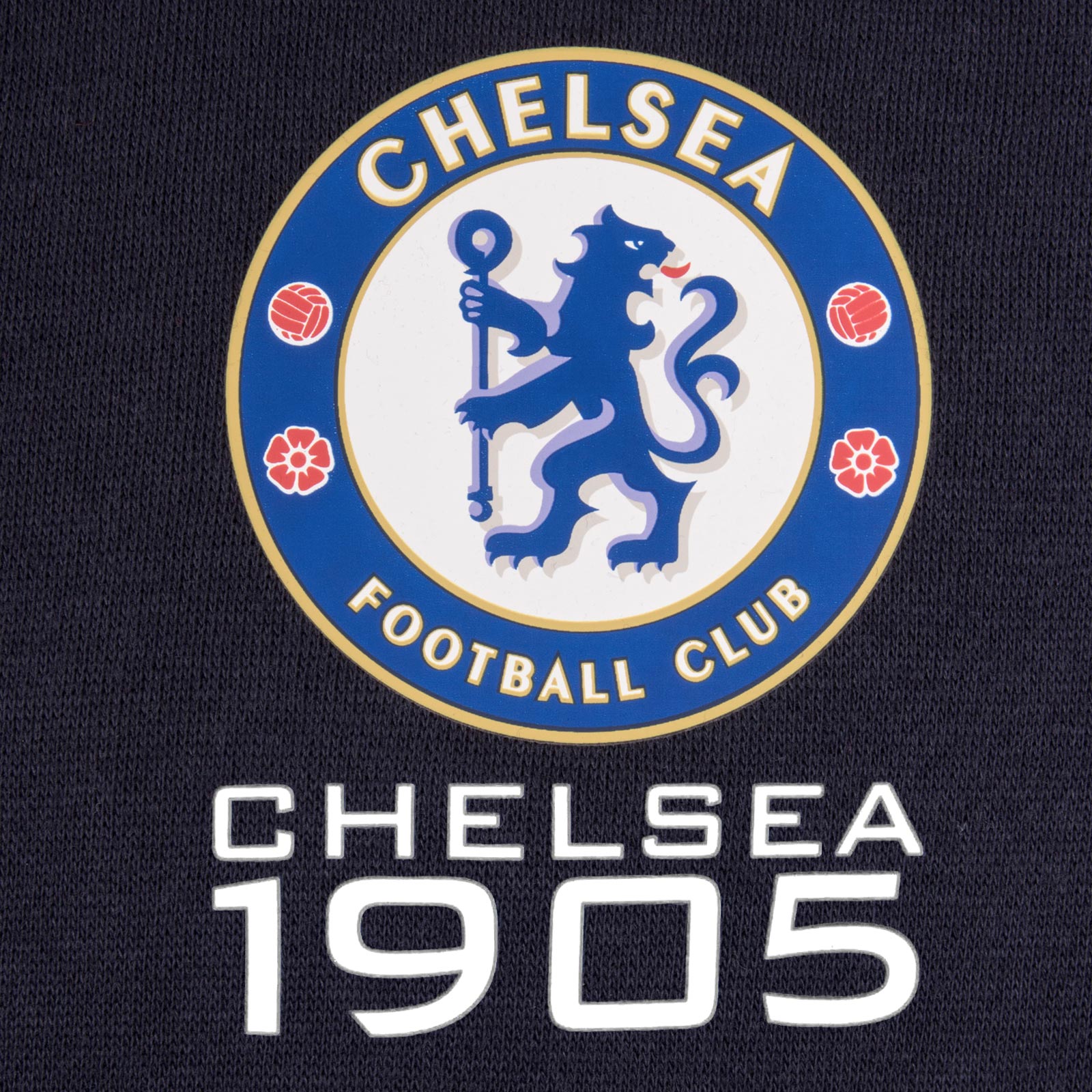 Chelsea kids zip hoodie in navy blue with club crest and Chelsea 1905 text on the left chest.