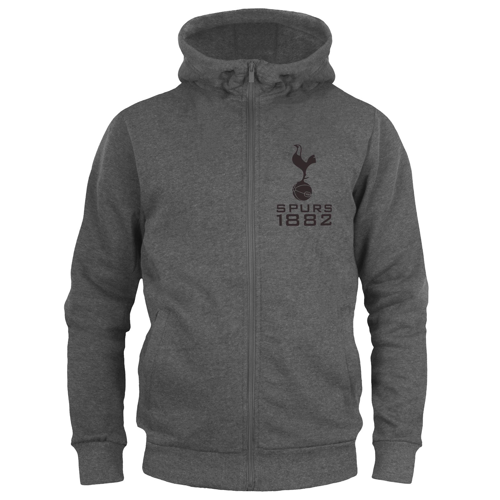 Spurs kids zip through hoodie in grey with full colour club crest & text print to front