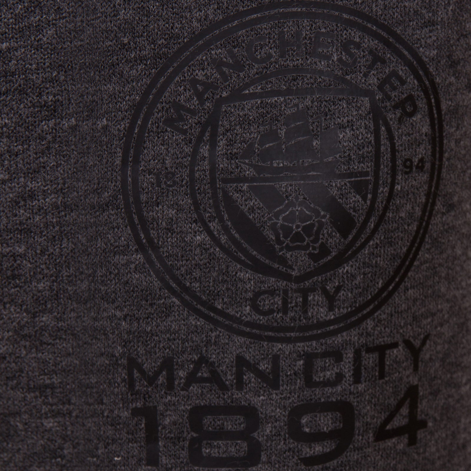 Man City kids zip hoodie in grey with club crest on the left chest.