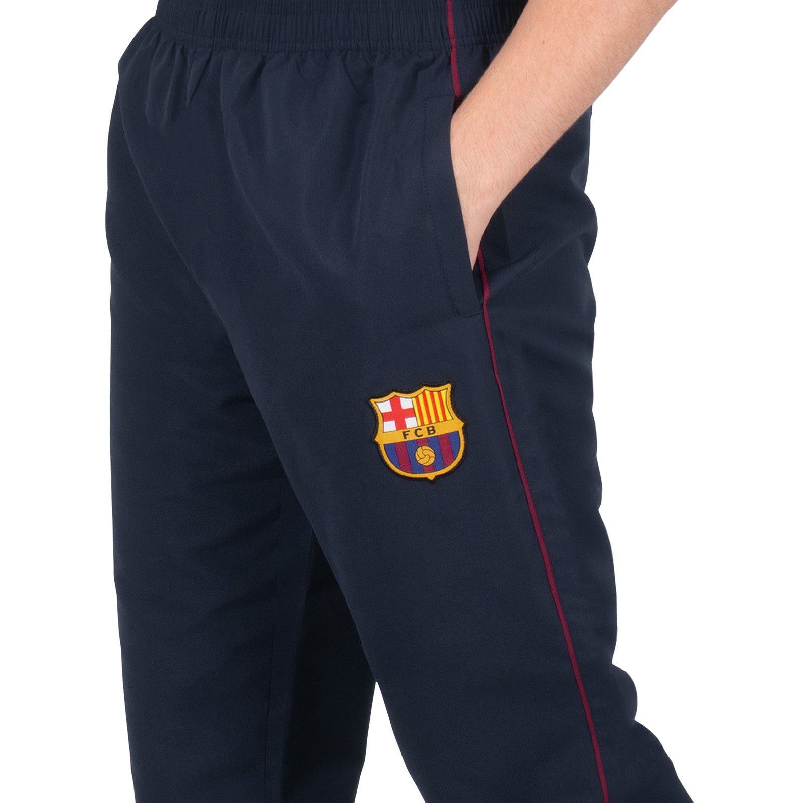 FC Barcelona adults tracksuit in navy blue with club crest to chest and left thigh
