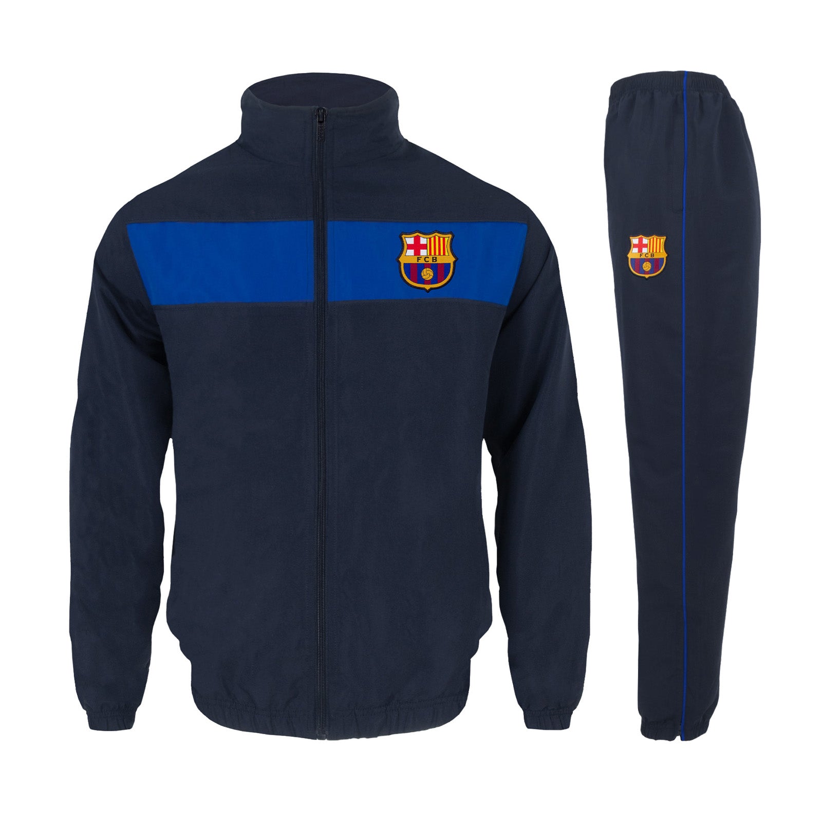 FC Barcelona kids tracksuit in reflex blue with club crest to chest and left thigh