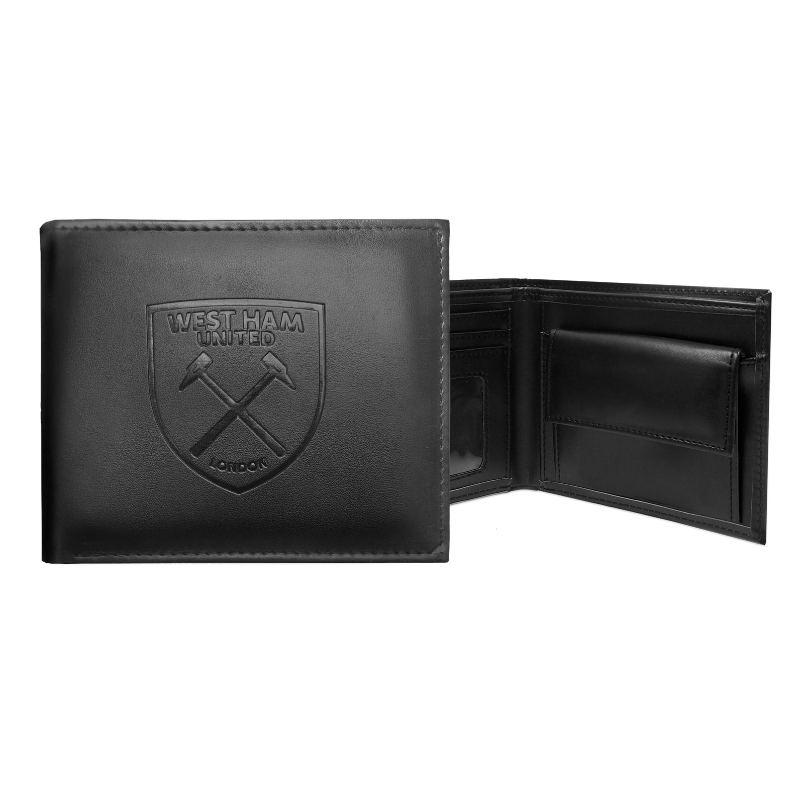 West Ham faux leather wallet in black with embossed club crest