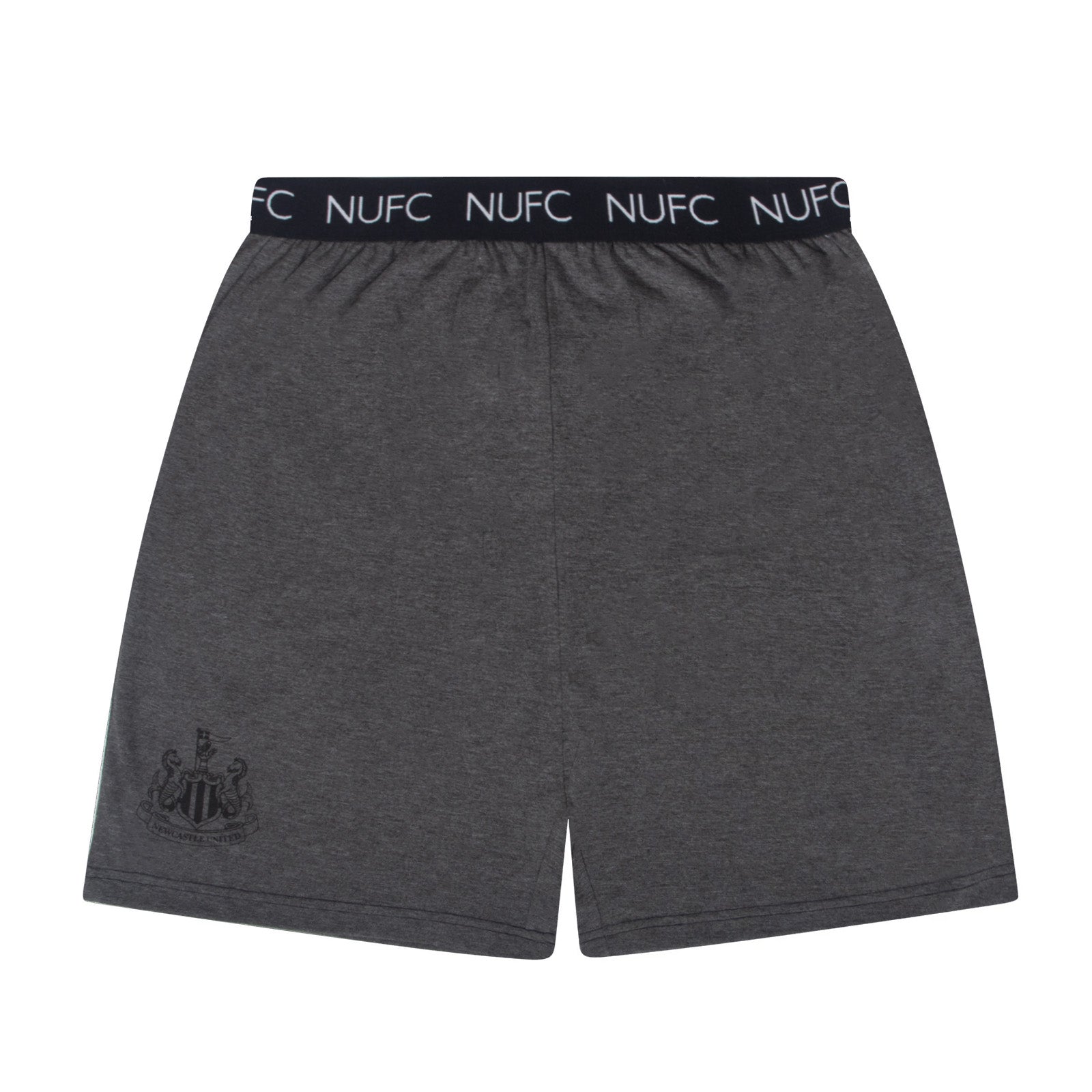 Newcastle adults short pyjama set in grey with a short sleeve t-shirt and graphic. Shorts with logo to the left leg.