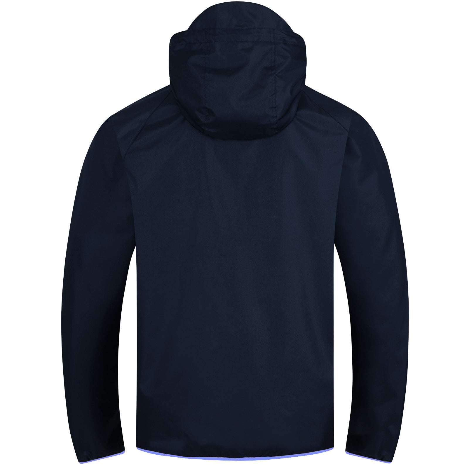 Man City adults shower jacket with hood in navy blue with club crest to chest.