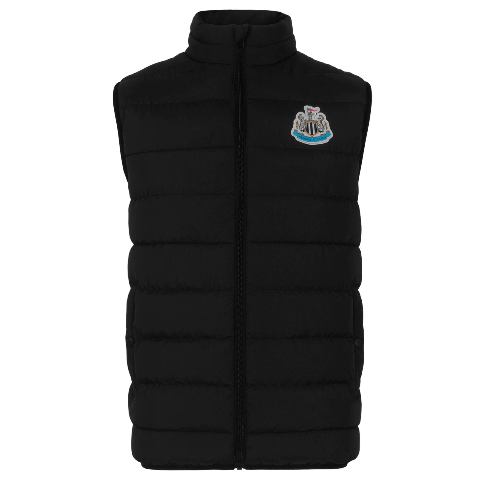 Newcastle Utd adults gilet in black with full colour club crest to chest.