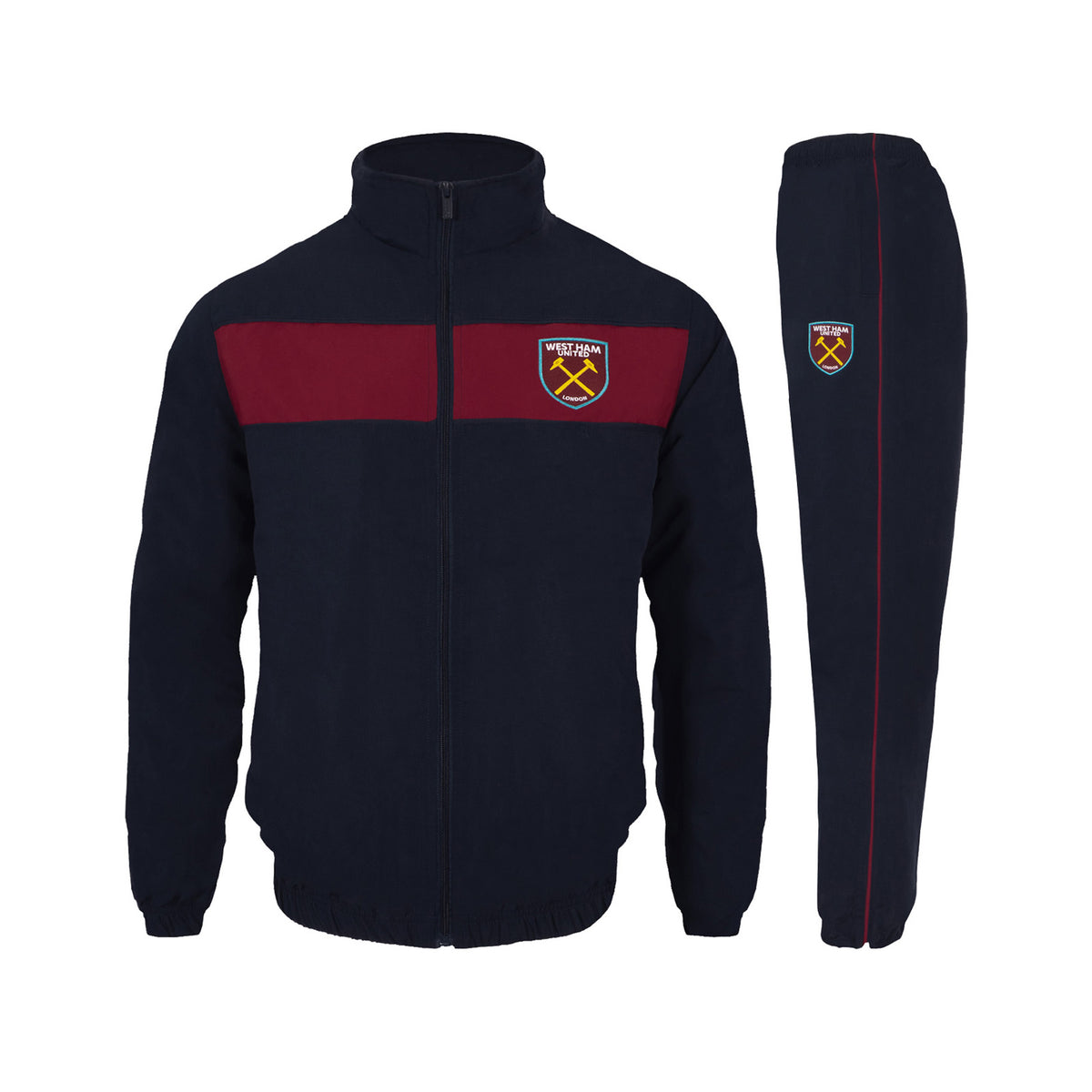 West Ham kids tracksuit in navy blue with club crest to chest and left thigh
