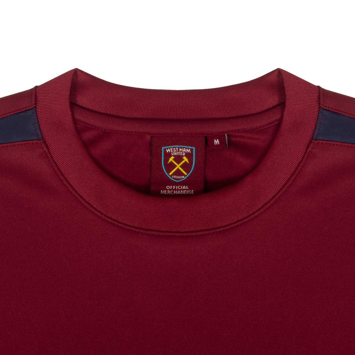 West Ham adults poly T-shirt in claret with club crest to chest