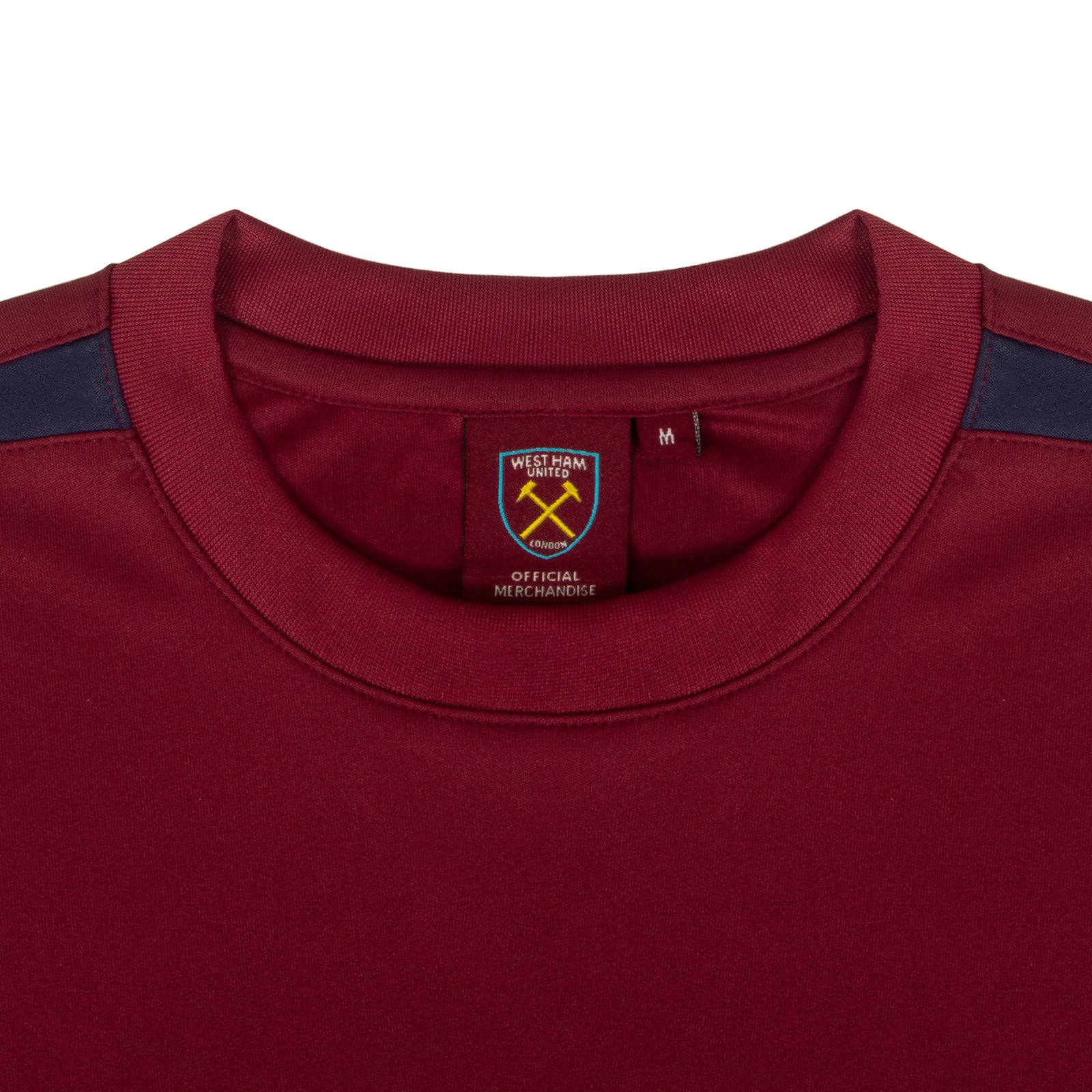 West Ham adults poly T-shirt in claret with club crest to chest