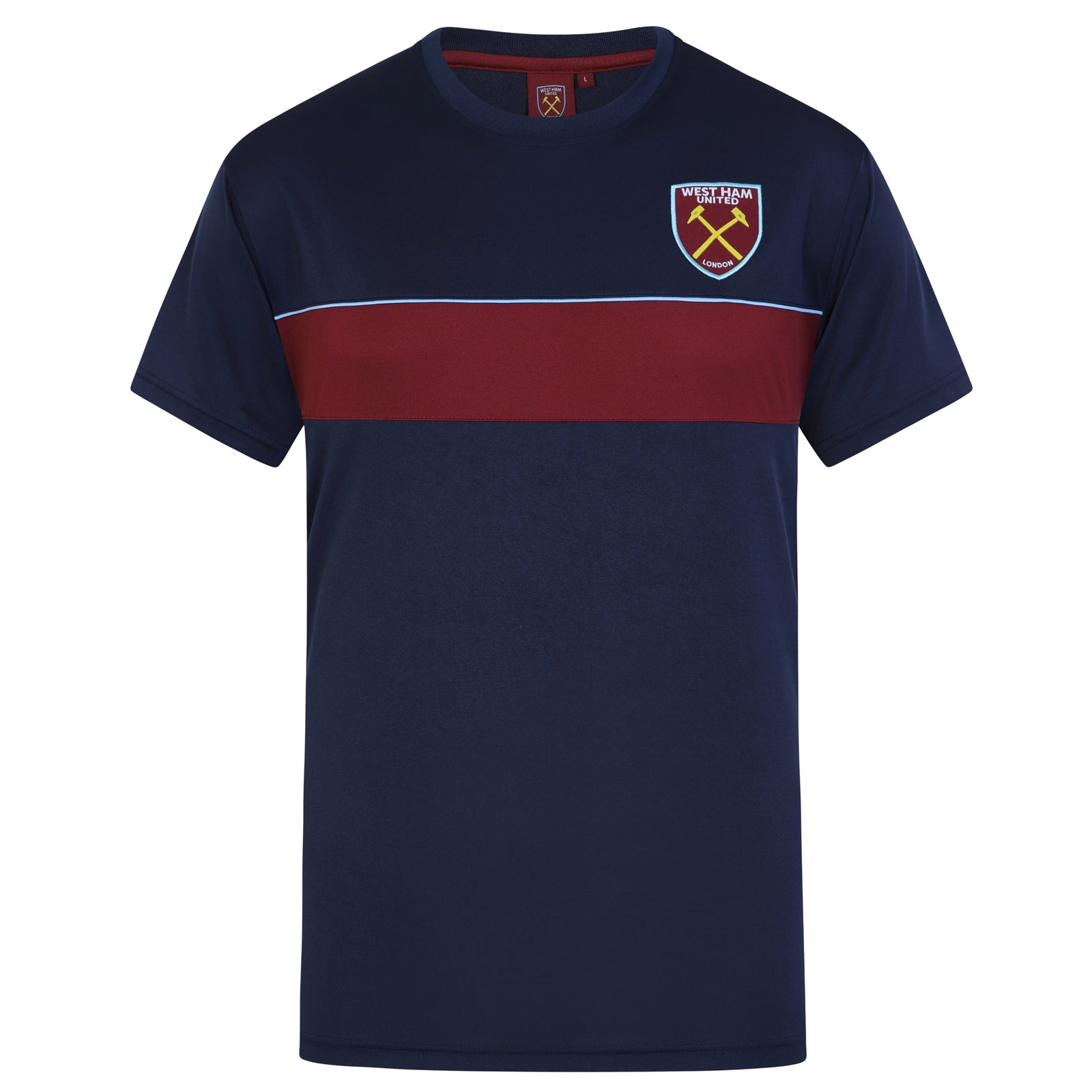West Ham adults poly T-shirt in navy blue with club crest to chest