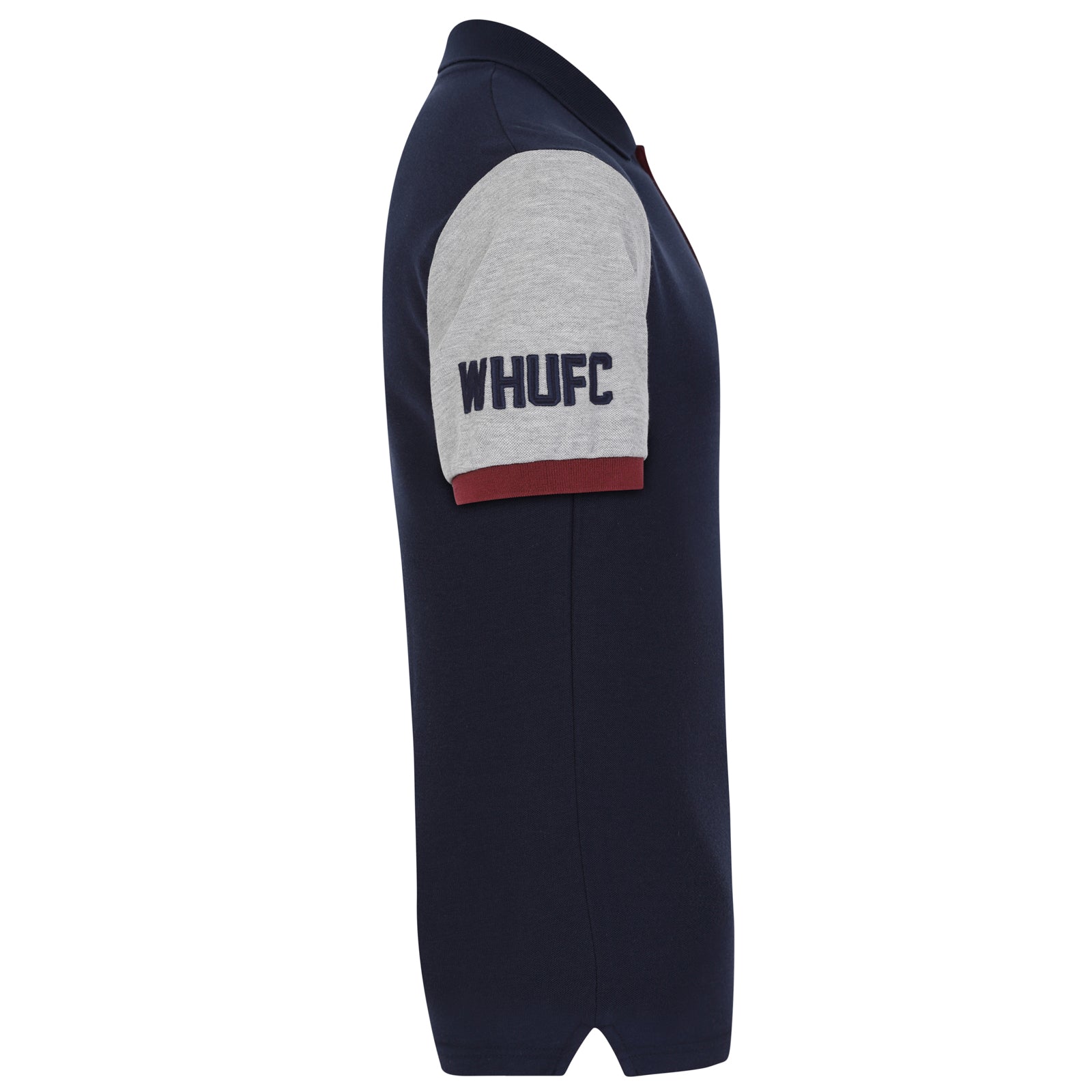 West Ham kids polo shirt in claret with WHUFC badge and text to chest.