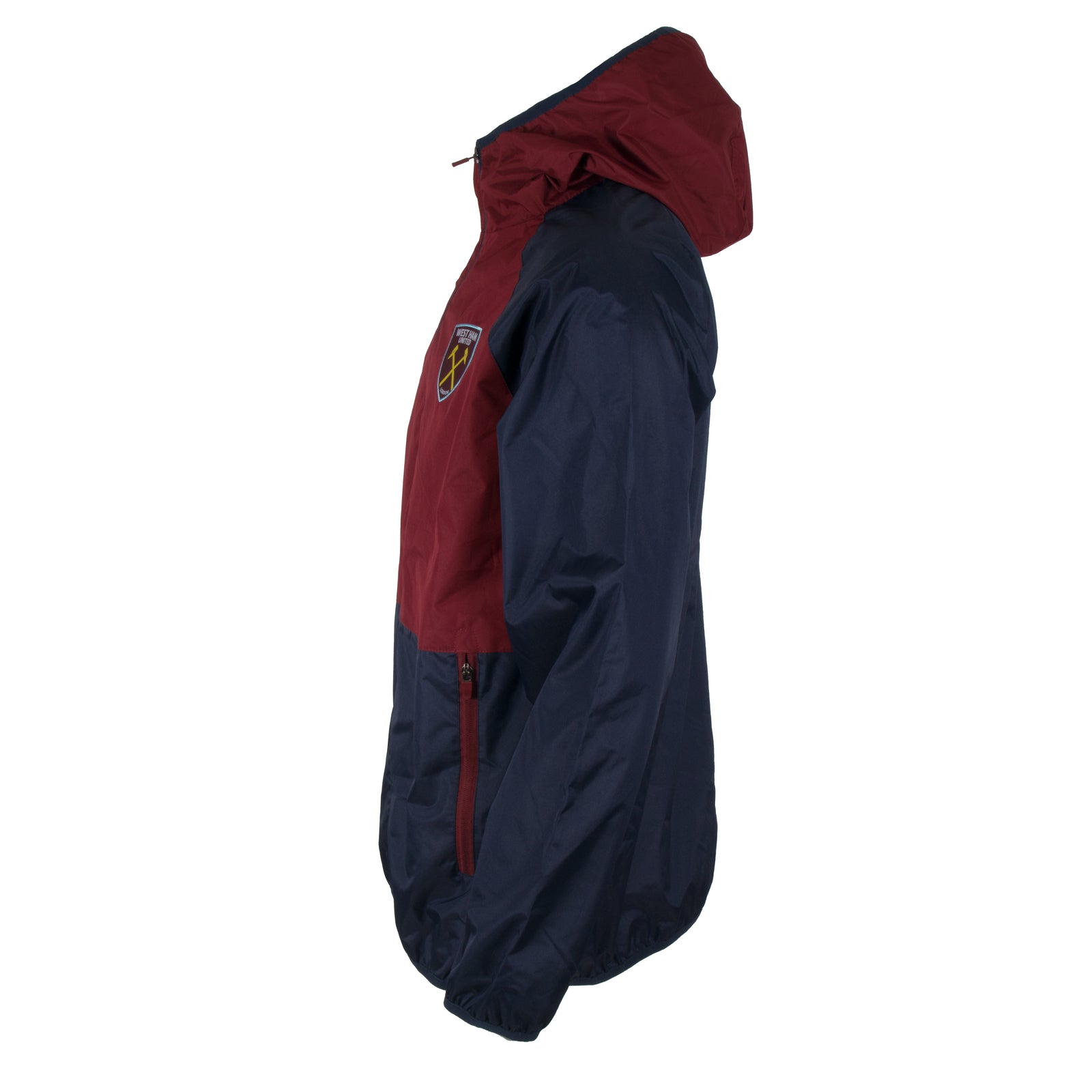 West Ham adults shower jacket in navy with club crest and pockets to front