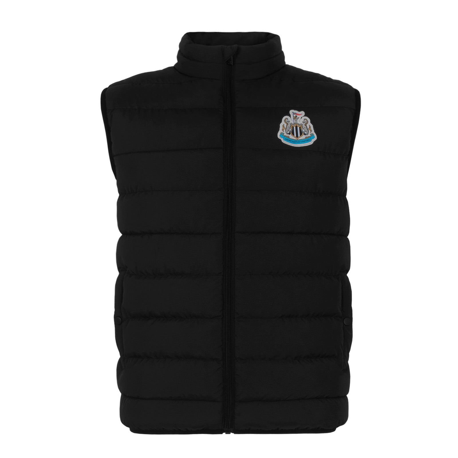 Newcastle Utd kids gilet in black with full colour club crest to chest.